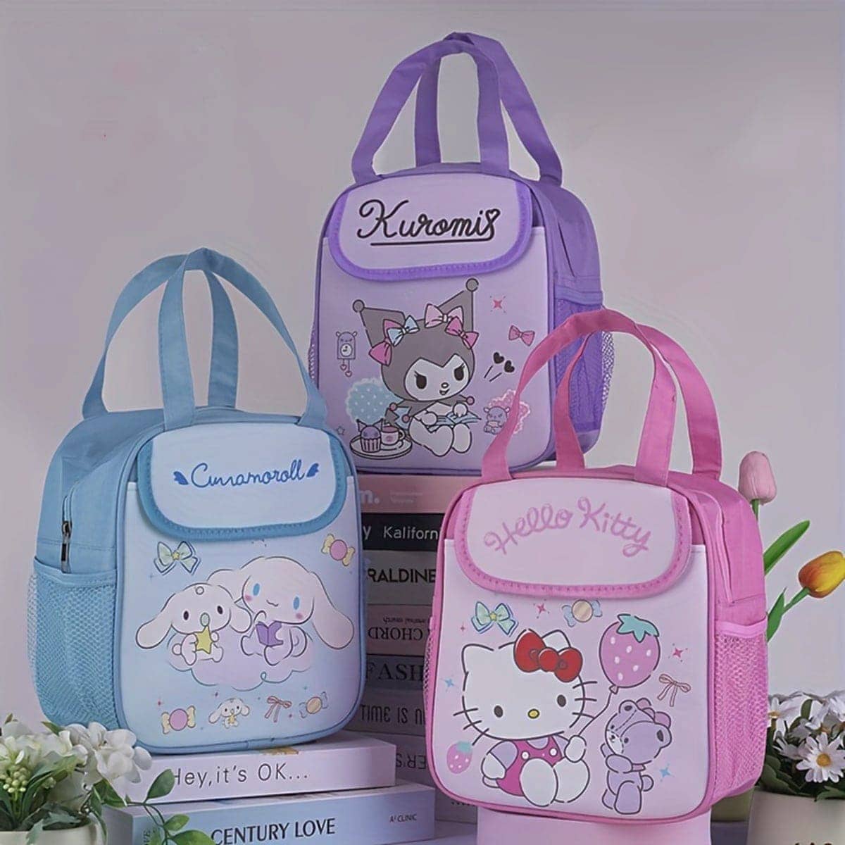 Sanrio 1pc Insulated Fashionable Portable Lunch Bag Cute Cartoon Hello Kitty Kuromi Cinnamoroll Design Reusable Lunch Box Perfect For School Work Meals