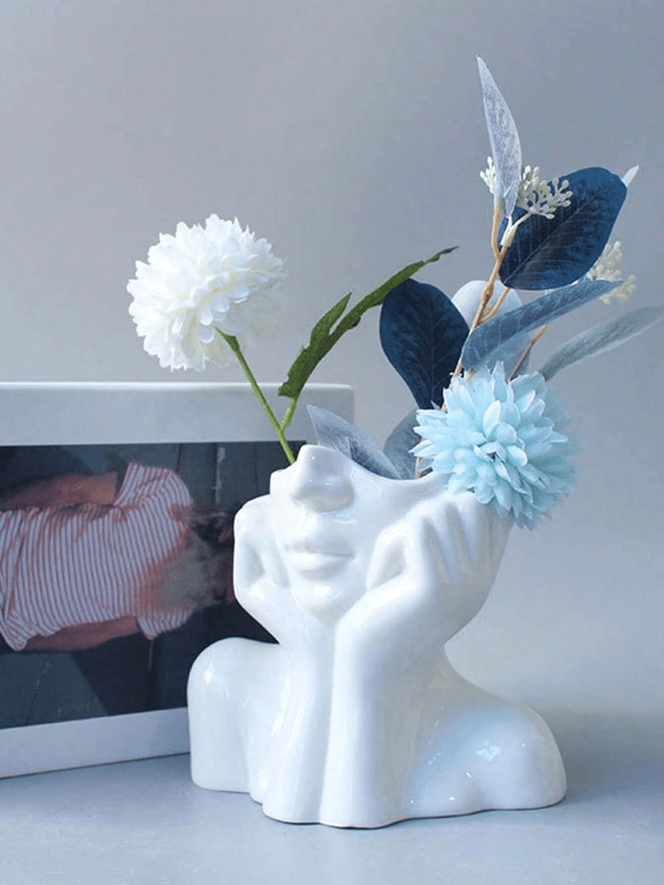 Nordic Ins Women's Body Ceramic Vase Creative Face Flower Arrangement Homestay Hotel Room Decoration Water Nourishing Flower Utensils Room Decoration, Home Decoration, Kitchen Decoration, Wedding Decoration, Dining Table Decoration, Center Decoration, Office Decoration, Garden Decoration, Outdoor Decoration
