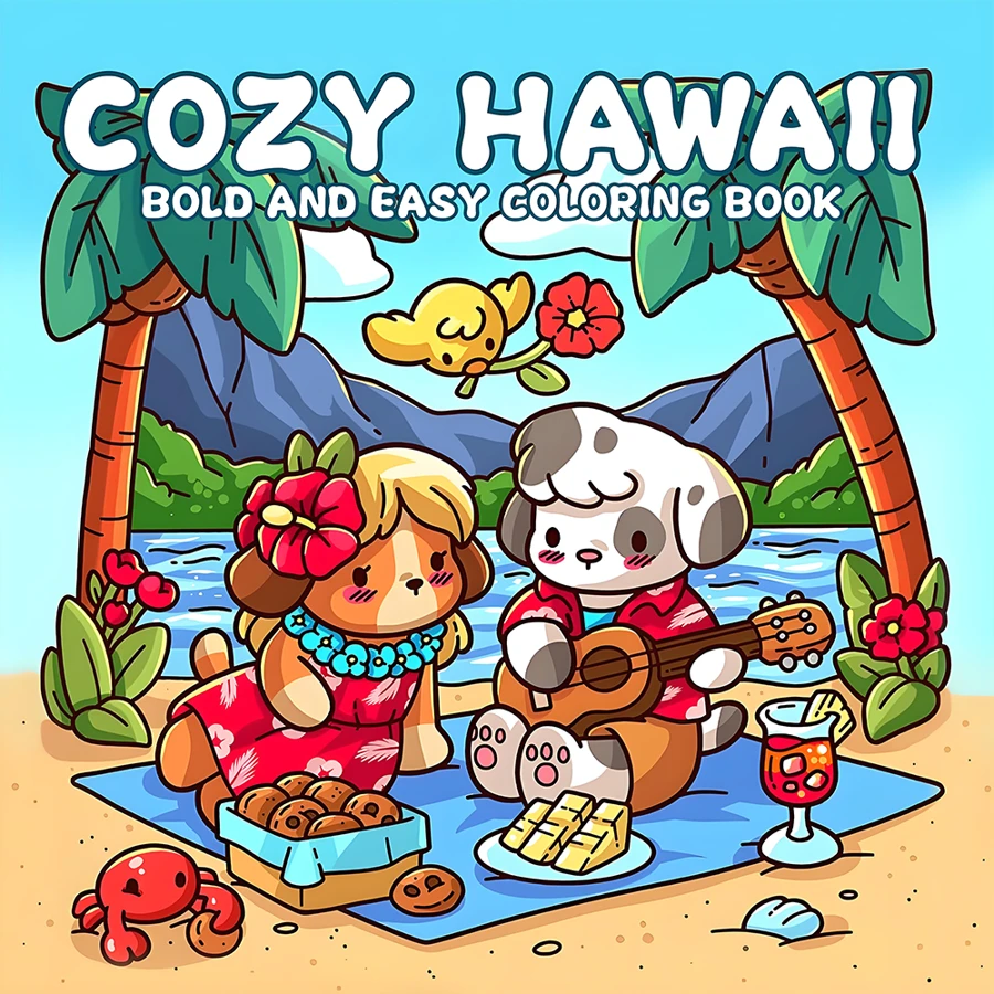 Upgraded Thick Paper Provides A Comfortable Hawaii Landscape Coloring Book, Cute Dogs' Hawaii Holidays, Suitable Holiday Picture Books, And Activity Picture Books For Beach Friends To Play Together,Back To School,School Supplies