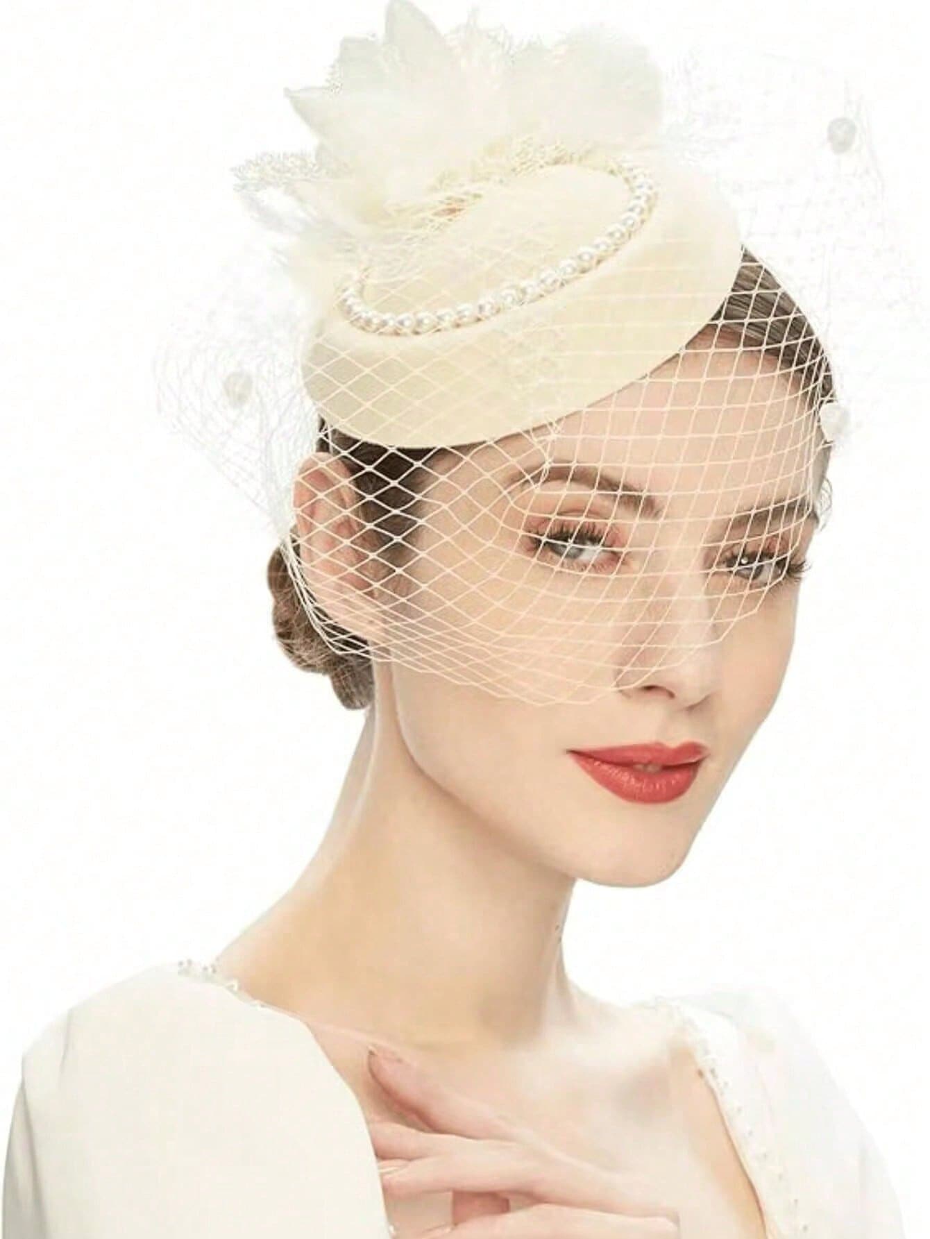 1Pc Fascinator Hats For Women 20s 50s Vintage Pillbox Hat Kentucky Derby Fascinators Flower Veil Wedding Tea Party Hat