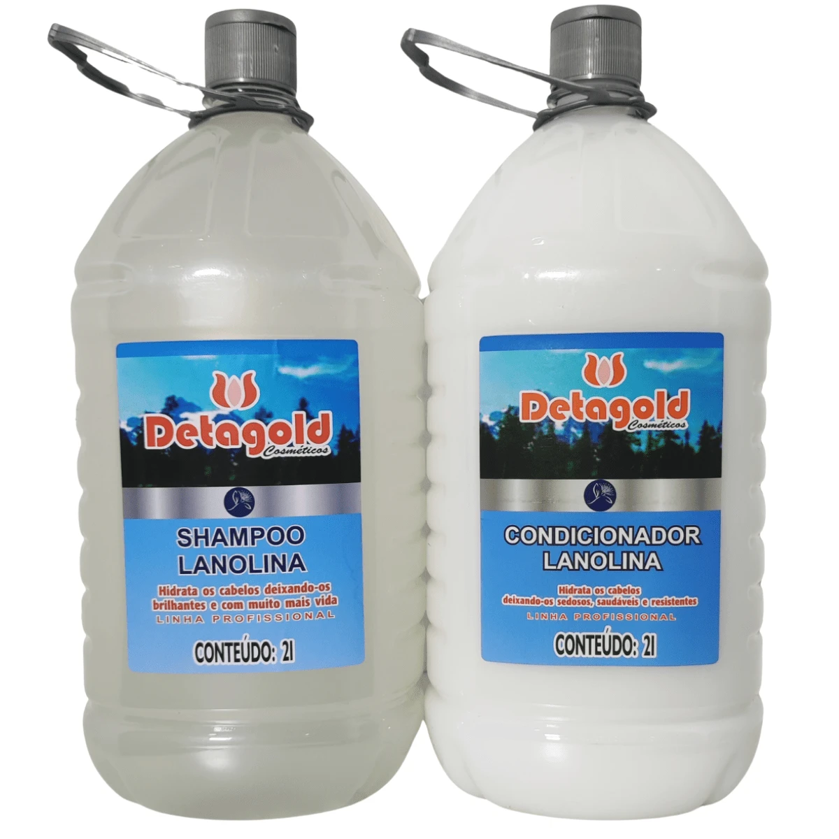 KIT Shampoo + Condicionador Profissional de Lanolina Detagold 2Litros