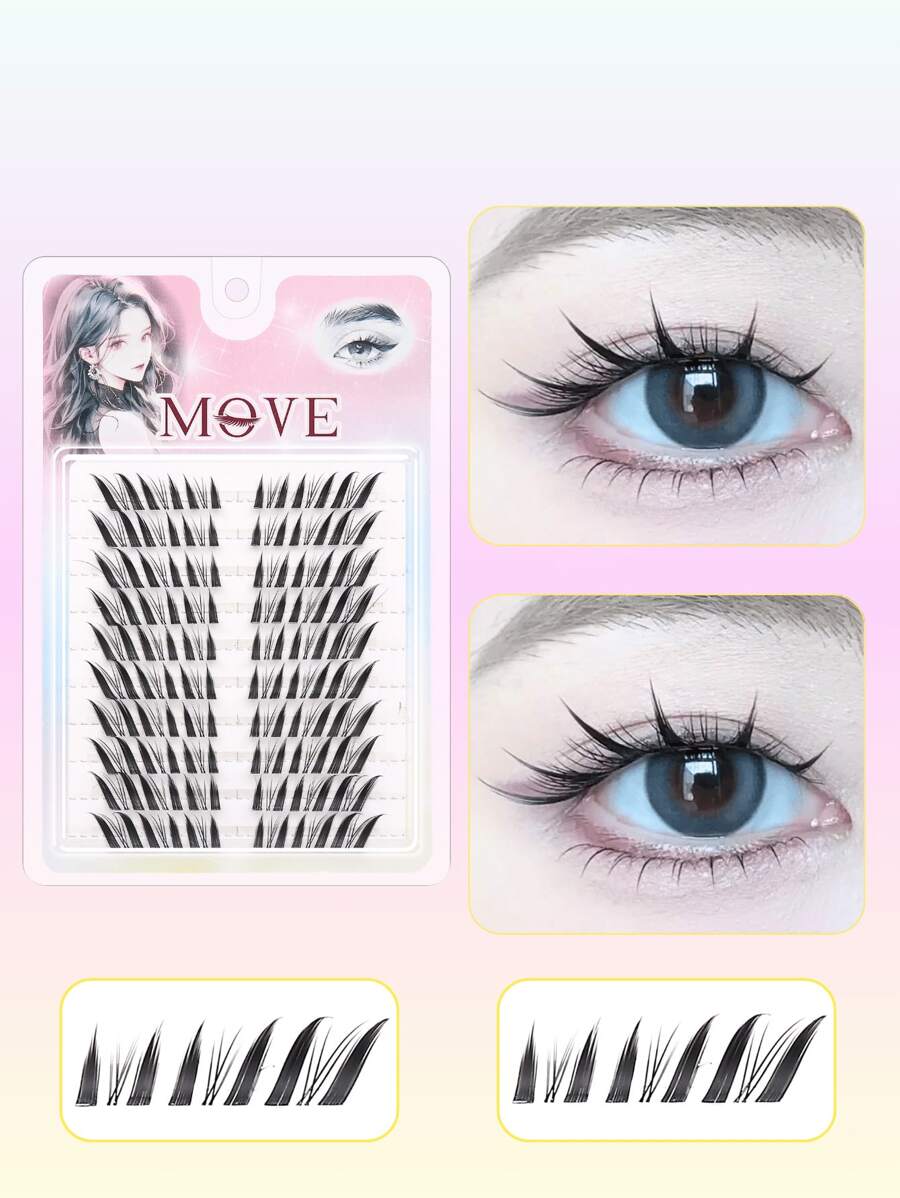 60 piezas de pestañas postizas de estilo anime de hadas, pestañas de zorro D-Curl esponjosas, de 9-14 mm con banda ultradelgada invisible, naturales y suaves, de rápida aplicación, resistentes al agua y al sudor, ideal como regalo