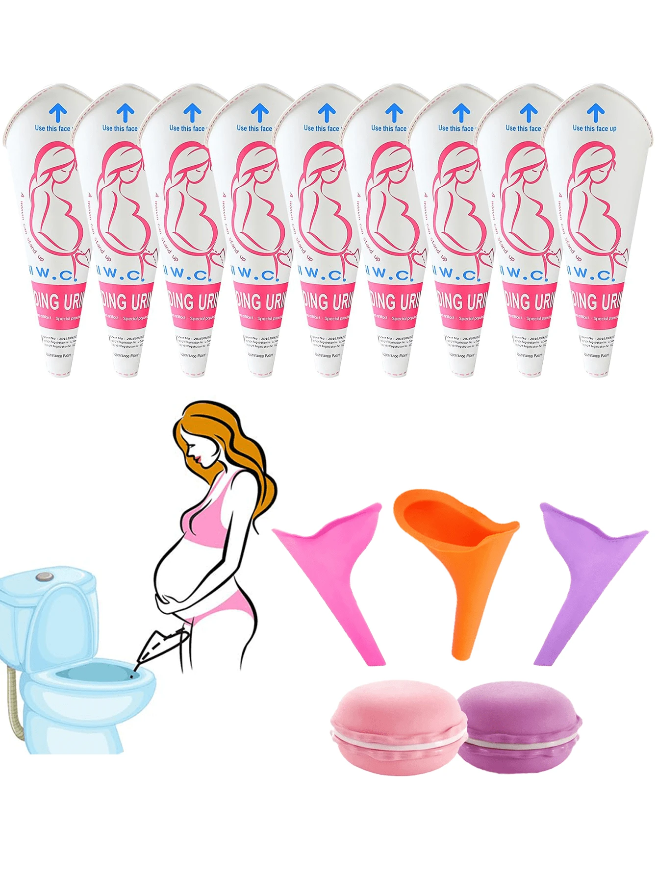 Orinal para mujer, botella portátil para orinar, embudo para orinar de pie para mujeres, dispositivo para orinar de pie para acampar, exteriores, senderismo, adecuado para mujeres embarazadas, orinal de emergencia para baños de mujeres en viajes al aire libre.