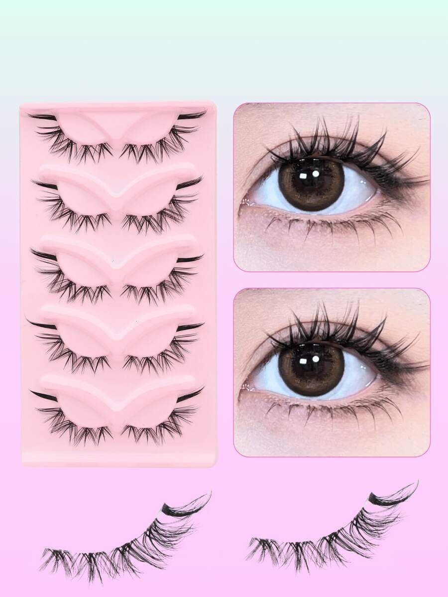 5 pares de pestañas rusas cruzadas suaves, efecto 3D, curvatura D, longitud de 8-14 mm, aspecto natural y esponjoso, pestañas postizas completas adecuadas para Halloween, fiestas y uso diario