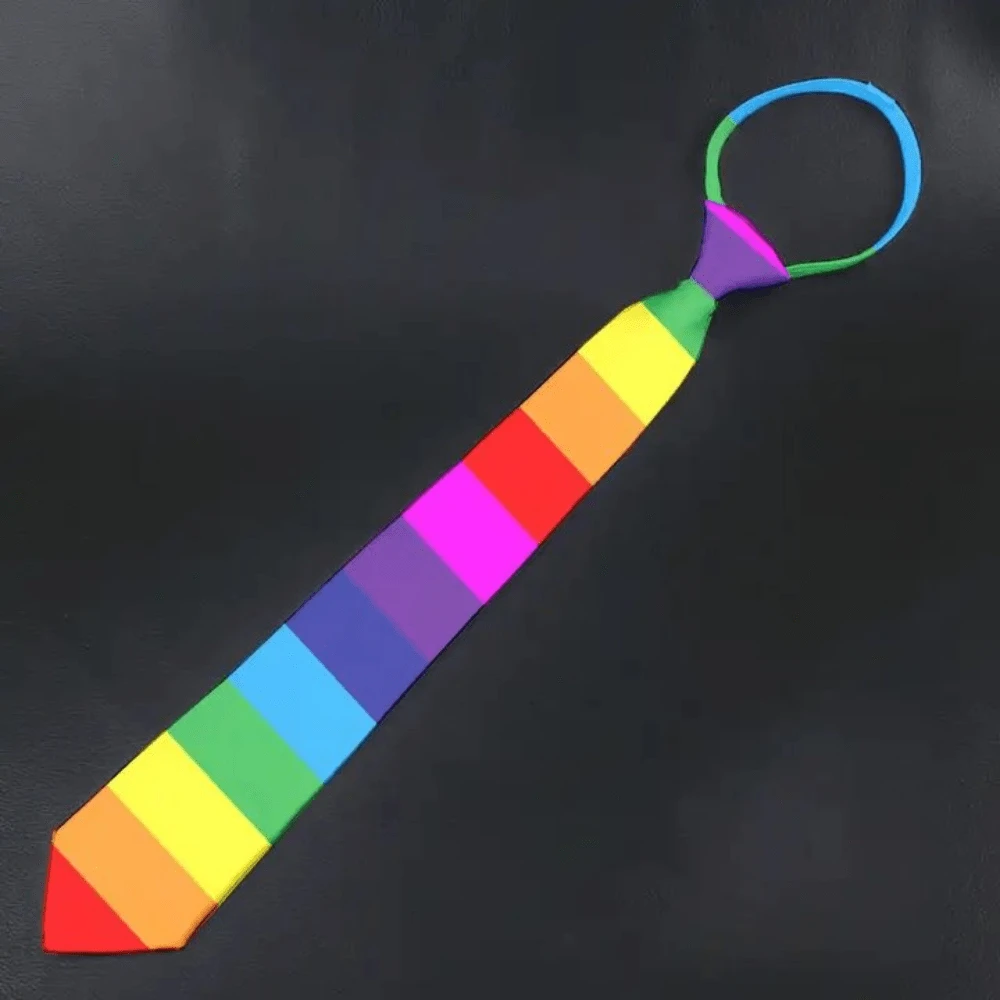 Unisex Rainbow Tie Creative Fashion Colorful Tie Pride Month Party 8cm Narrow Adjustable Soft Hand Tied Men Necktie