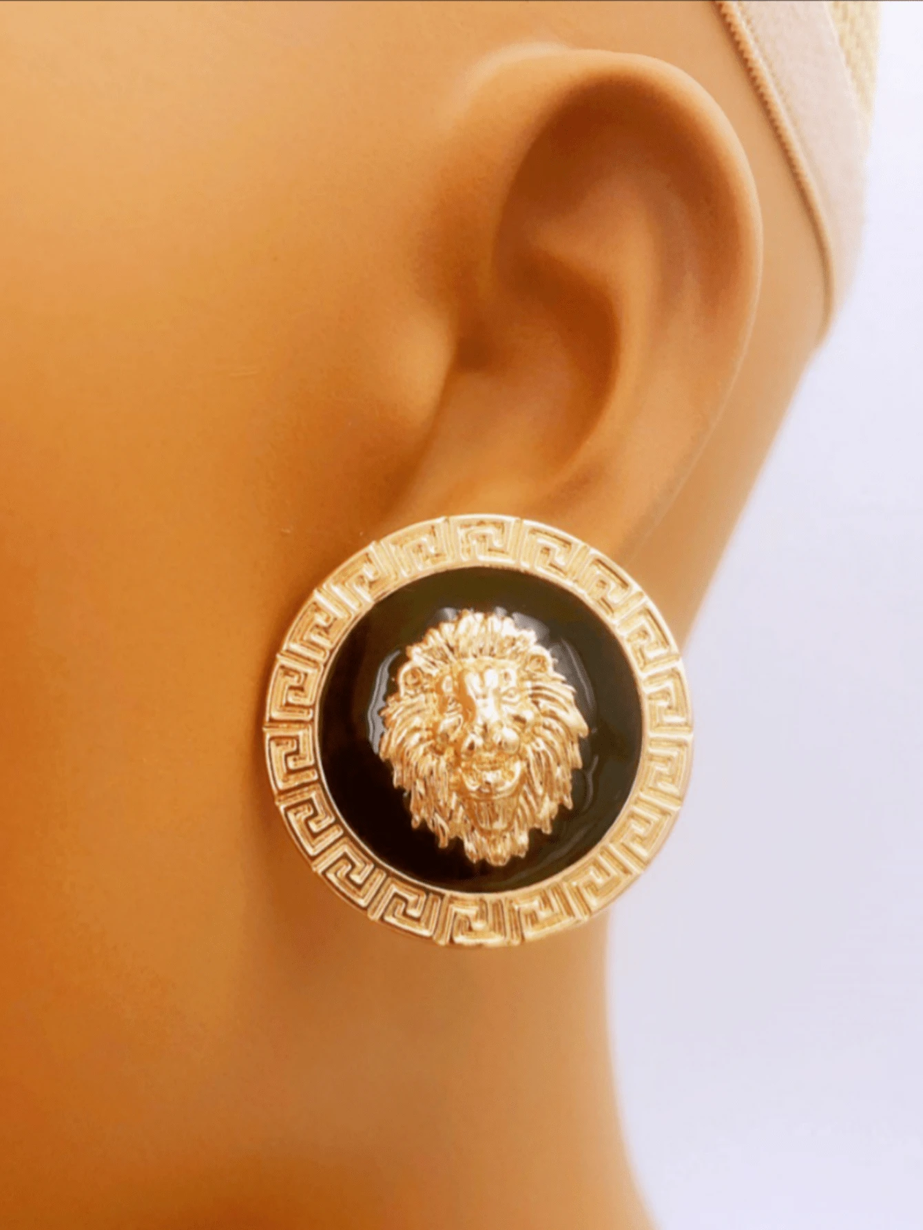 1pair Fashion Luxurious Lion Head Style Zinc Alloy Dangle Earrings, Suitable For Women To Wear Daily, Holiday, Festival, Travel