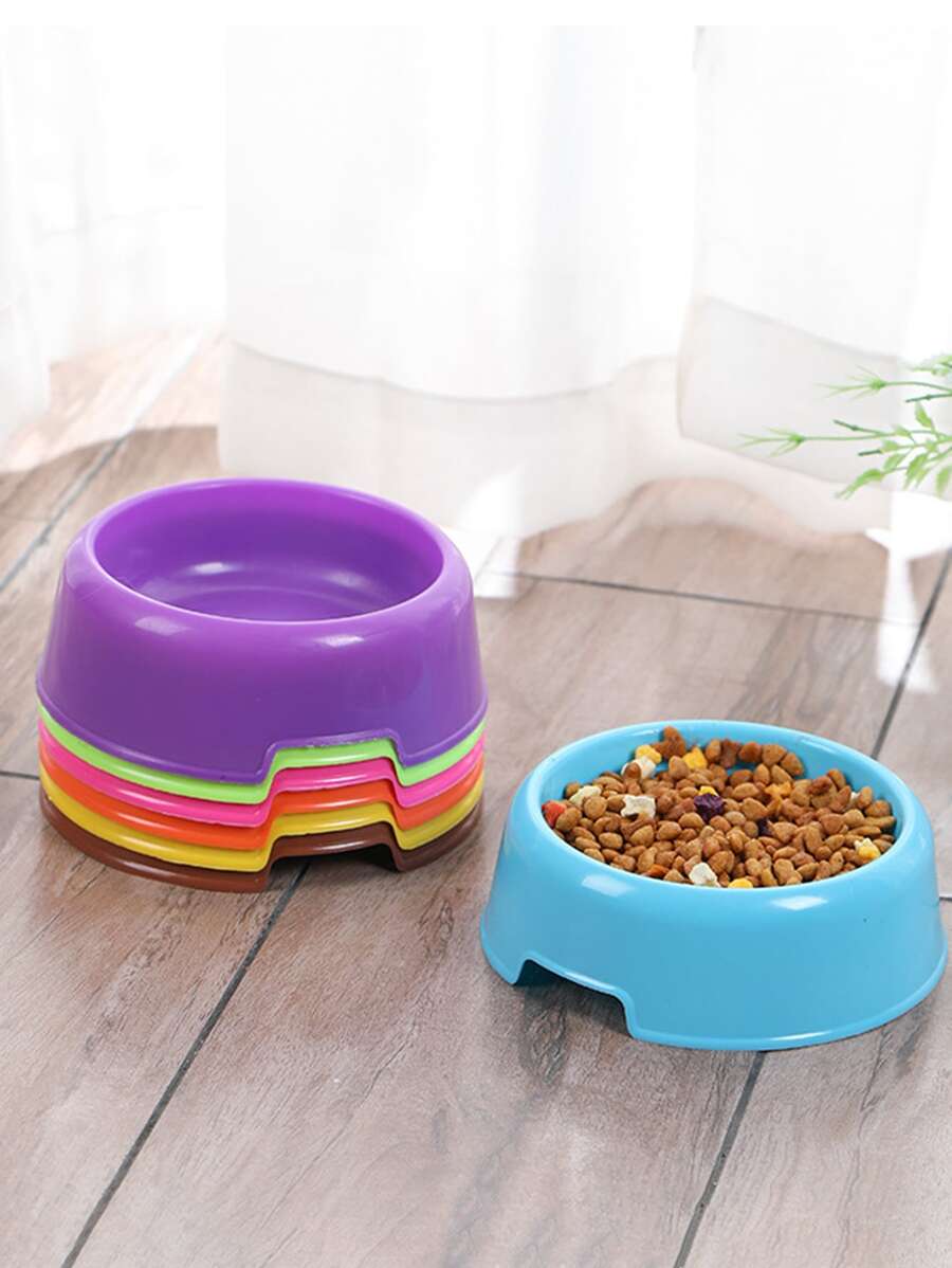 4pcs Pet Plastic Bowl, Puppy Plastic Dog Bowl, Reusable Hamster, Dog Food Bowl, Cat, Kitten, Feeding Water, Pet Birthday Holiday Party Supplies Multiple Colors Optional