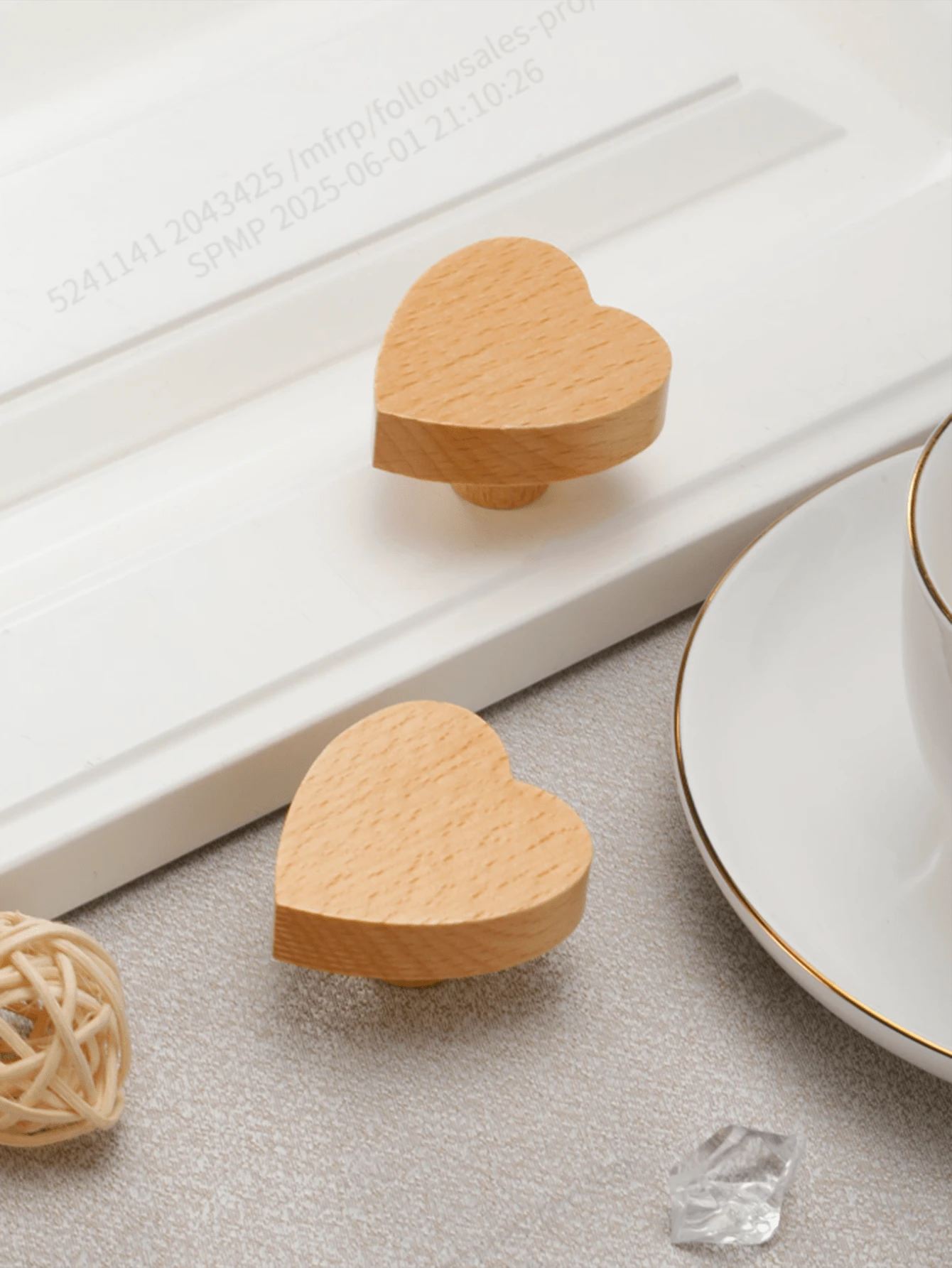 2pcs Heart Shape Wooden Handles - , Bohemian Style Cabinet Furniture Handles, Wooden Handles For Cabinets And Dresser Drawers, Natural Wood Kitchen Cabinet Pulls With Screws