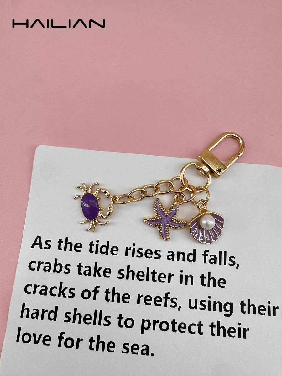 HAILIAN Alloy Bag Pendant, Containing Various Marine Life, Starfish, Fan-Shaped Pearl Shells, Cartoon Crabs. Can Be Used As Bag Pendants, Car Keychains, Or As A Small Gift For Marine Life Enthusiasts, Relatives, Friends And Couples.