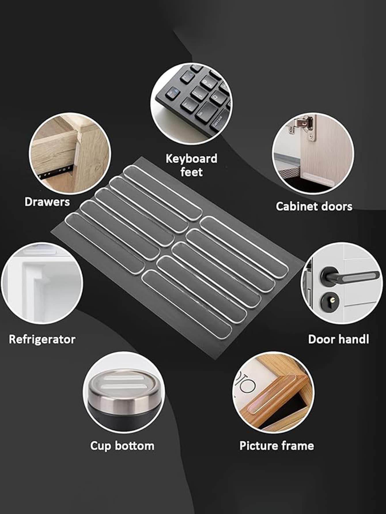 20pcs/40pcs/60pcs Door Stopper Set No-Trace Self-Adhesive Cabinet Door Bumper, Rubber Bumper Strip, Anti-Impact Buffer Sound Insulation Buffer Pad For Protecting Wall Furniture Refrigerator Door Cabinet Glass