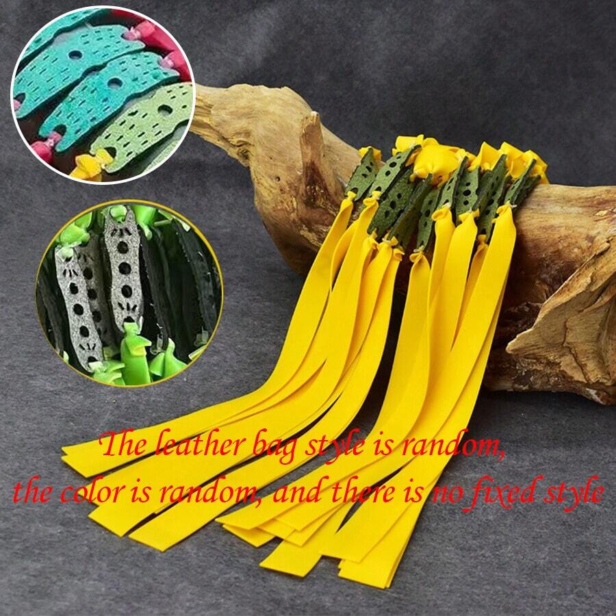 6 Stücke/10 Stücke Jagd Schleuder flaches Gummiband 0,75mm professionelles Latex flaches elastisches Material, Ledertasche in Zufallsfarbe