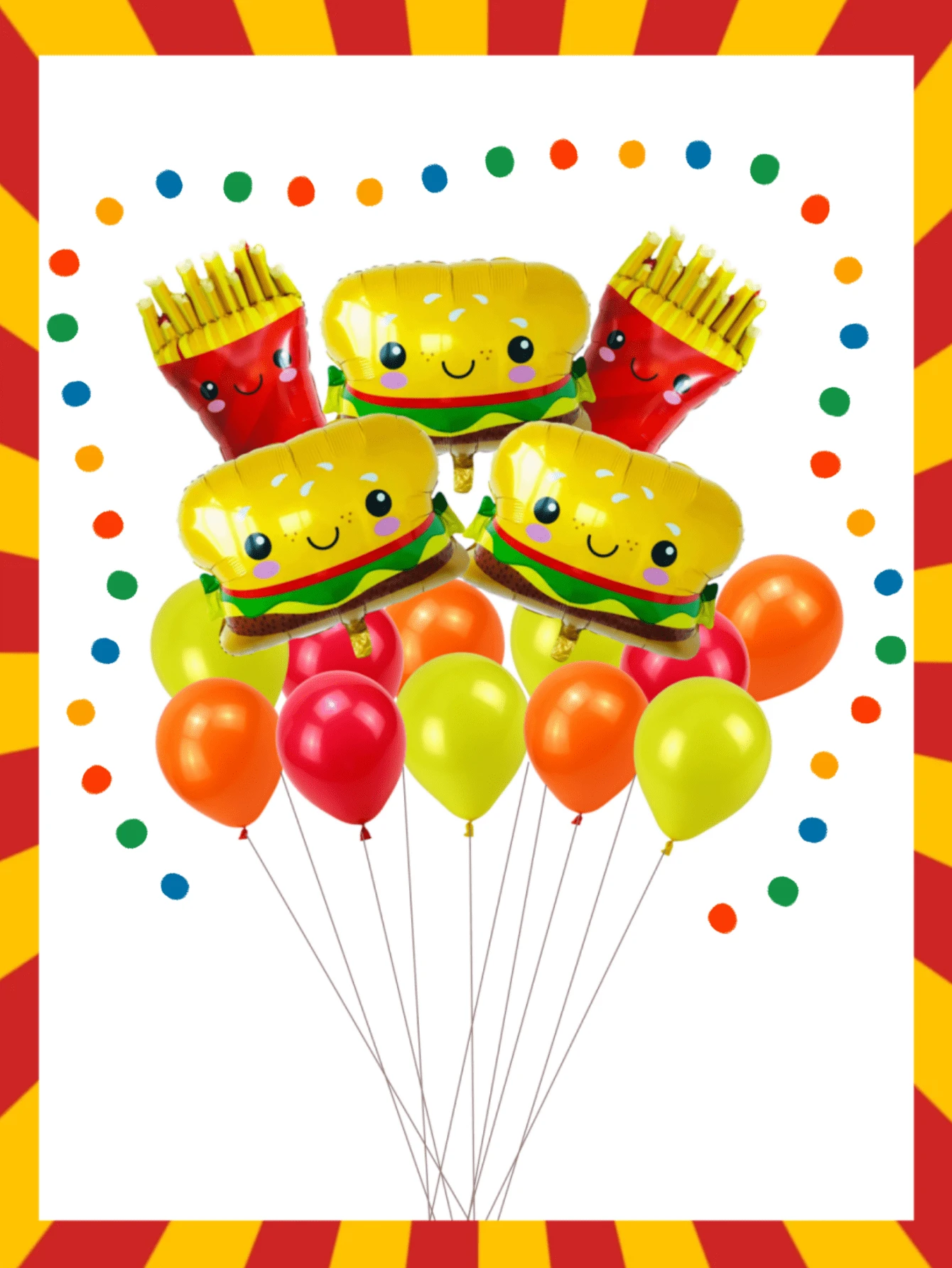18 Unidades Balões de Látex Coloridos em Tema de Hambúrguer, Batata Frita, Alumínio, Adequado para Decoração de Tema, Festa de Aniversário, Decoração de Festival de Aniversário, Decoração de Bottom Interno, Balão Prop de Foto