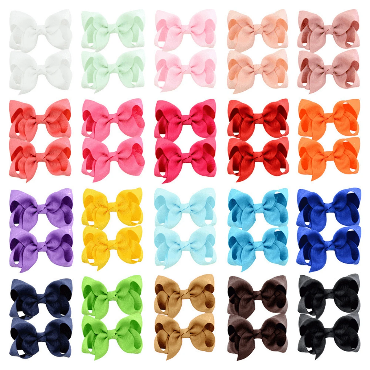30 Stück/20 Stück/10 Stück 7 cm einfarbige Polyester Schleifen Haarspangen, Haaraccessoire, Schul-Accessoire