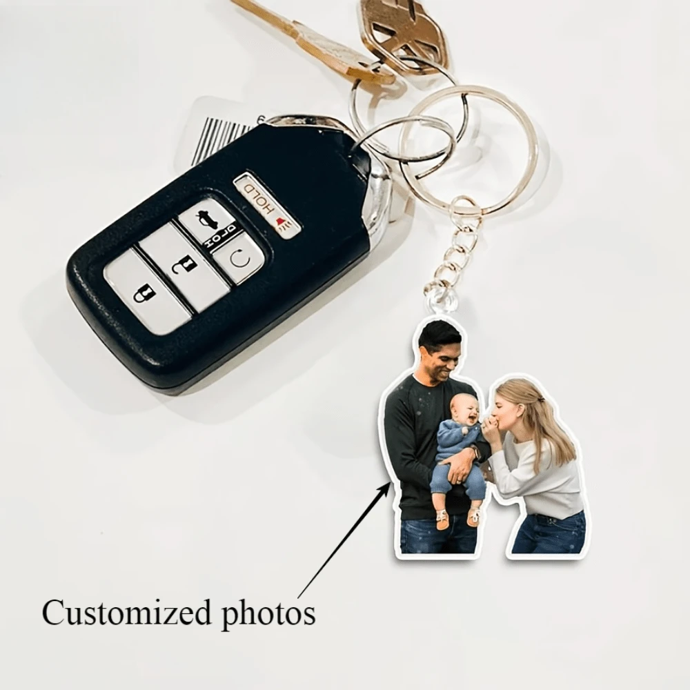 1 pieza Llavero personalizado de acrílico con foto y texto, llavero de pareja personalizado, regalo de aniversario único
