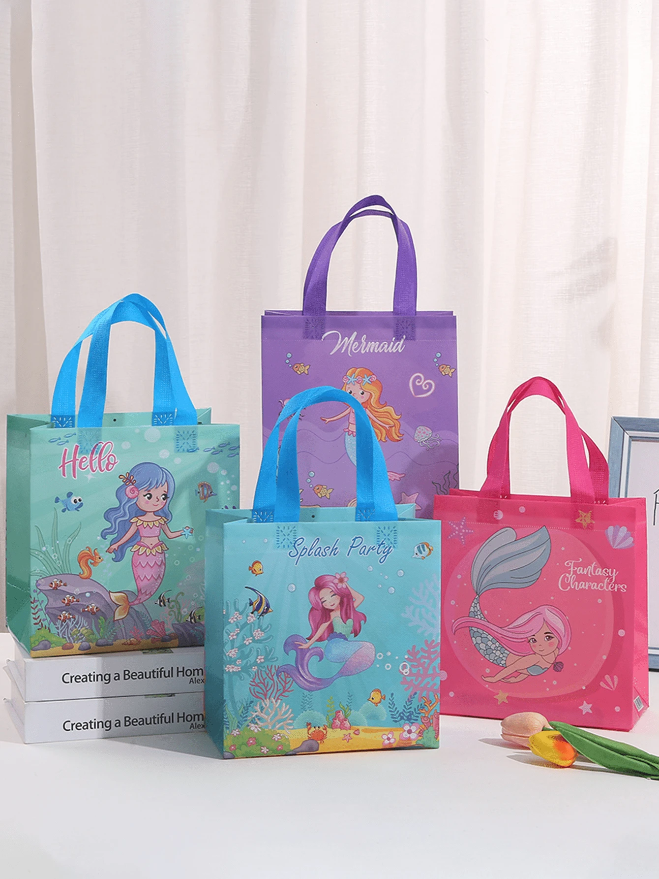 2 Stücke Meerjungfrau Tragetasche/Geschenktüte, Event Werbegeschenke Tasche/Geburtstags-Party Gastgeschenktüten