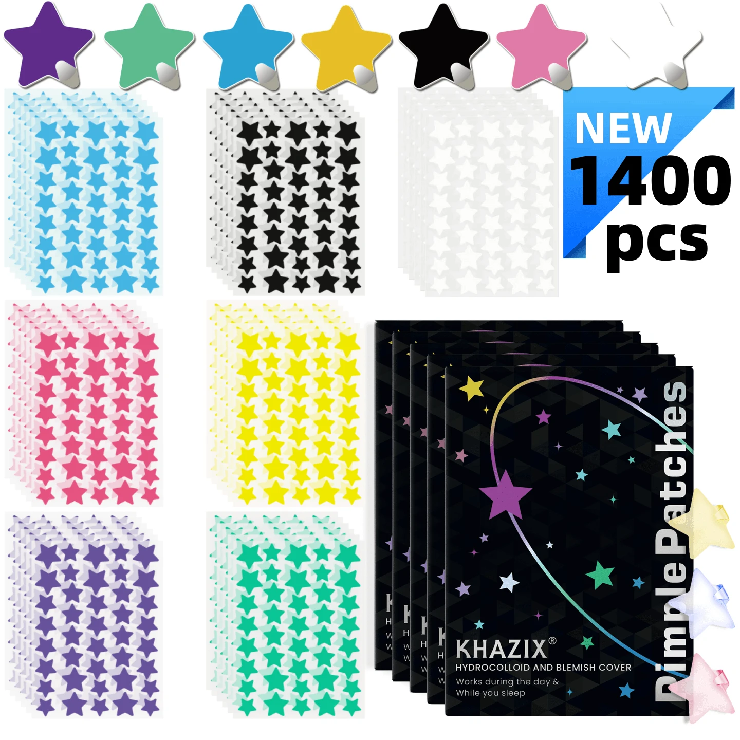 1400 parches, parches en forma de estrella para el acné en el rostro, hidrocortisona, que absorben y cubren, con árbol de té, parches de hidrocortisona para el acné, parches lindos en forma de estrella para el acné