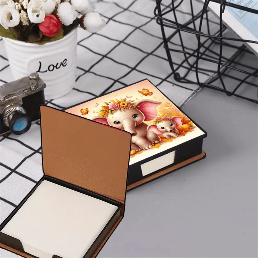 Scatola per blocco note decorativa con motivi, senza diamanti, in stile artistico, utilizzabile per conservare note e decorare le scrivanie. Il blocco note adesivo contiene 160 pagine firmate, una cancelleria versatile per prendere appunti, tracciare attività, ecc. quotidianamente