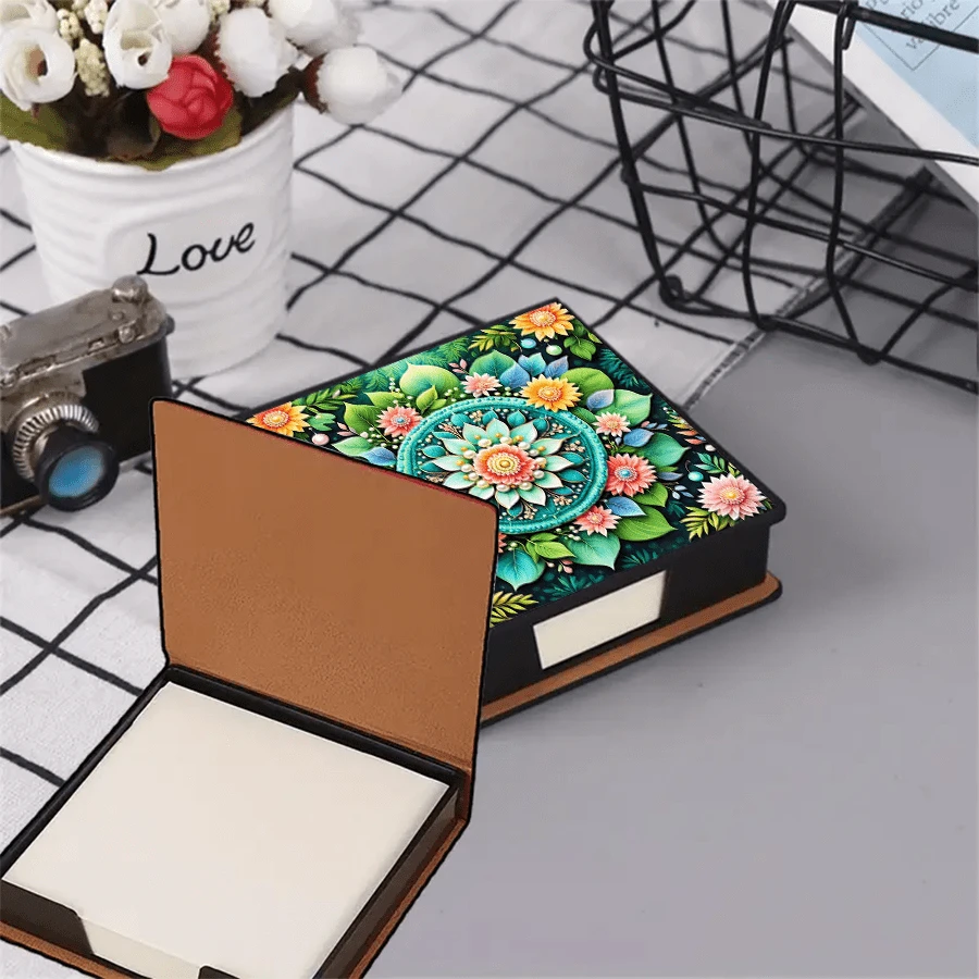 Scatola di blocchi note adesivi con motivo artistico, senza diamanti, adatta per conservare note e decorare le scrivanie. I foglietti adesivi note includono 160 pagine personalizzate, una cartoleria versatile per la registrazione quotidiana di idee e attività