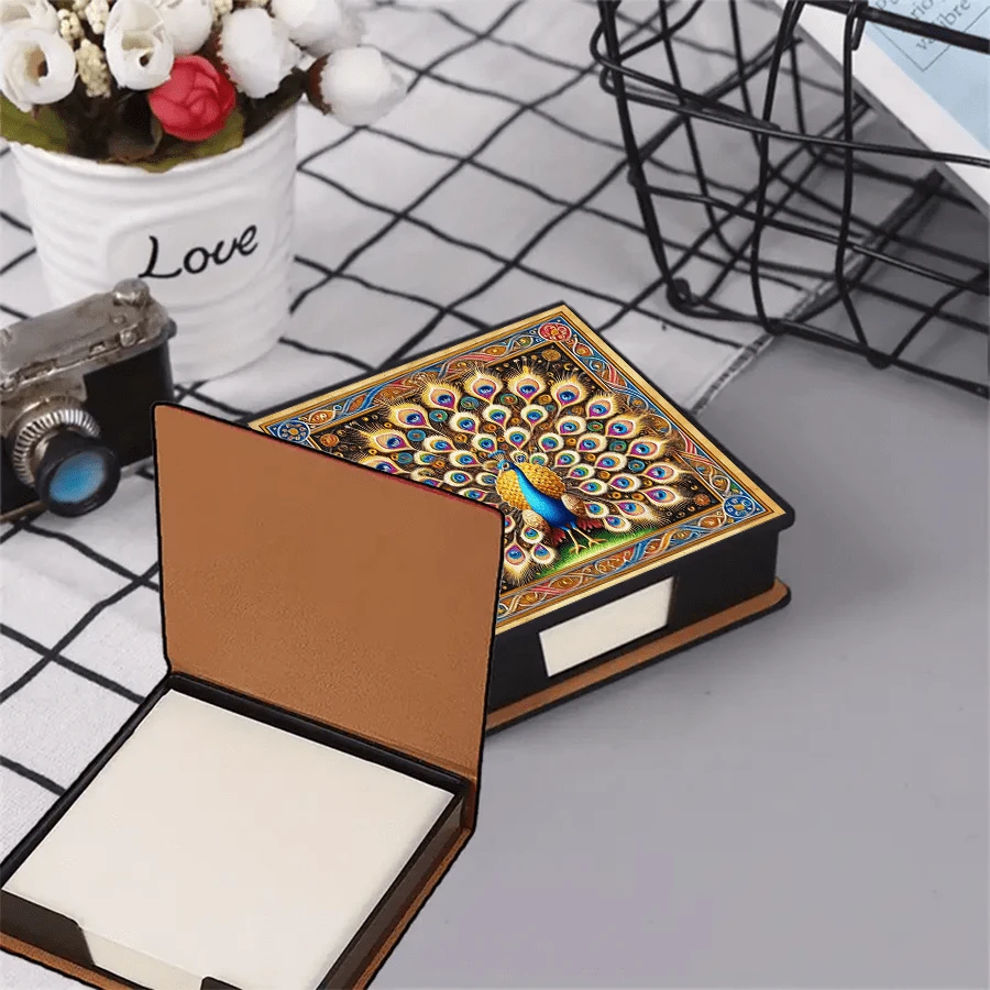Scatola decorativa per appunti senza diamanti, stile artistico, può essere usata per conservare note e decorare la scrivania. Il blocco notes adesivo include 160 pagine firmate, che è una cartoleria generale adatta per la registrazione quotidiana di idee, attività, ecc.