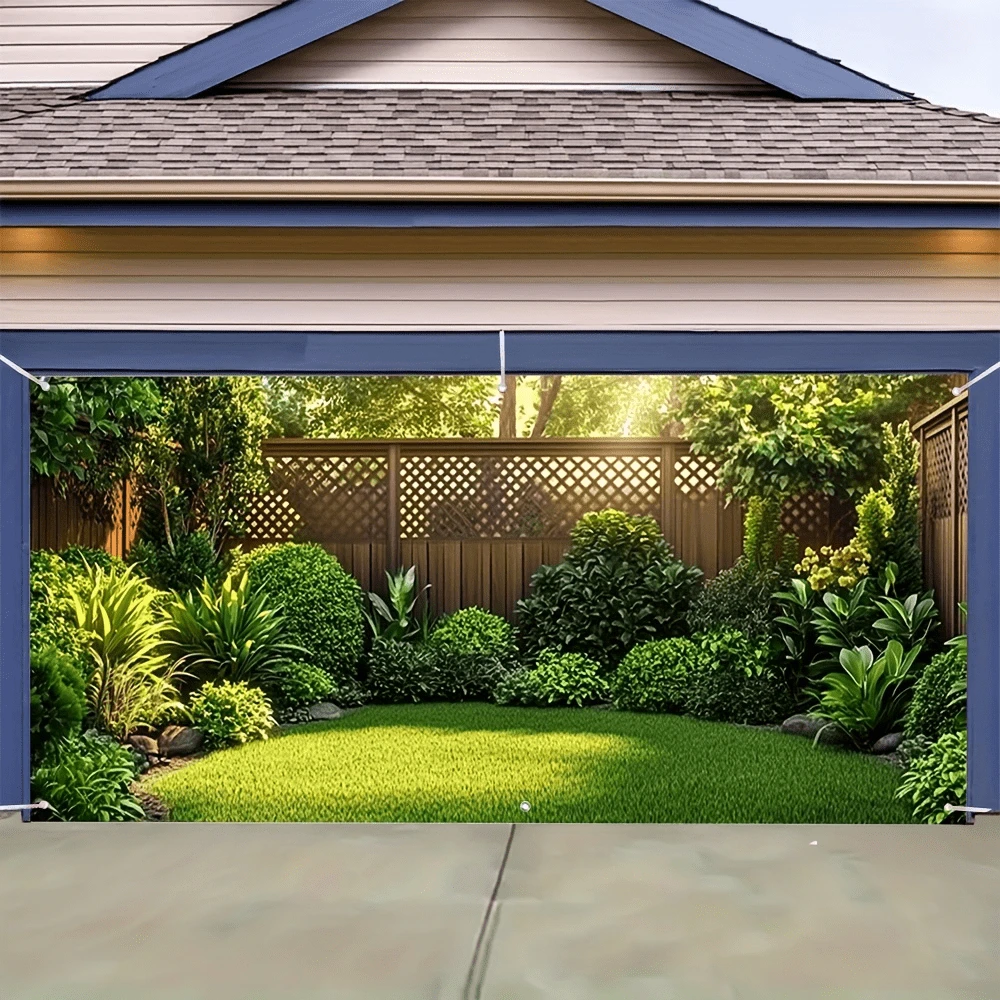1 Stück lebhafte Kletterpflanze Garten Garage Tür Banner - Groß, bunte Outdoor-Dekoration mit grünen Pflanzendesign, ideal für Sommer, Frühling und Neujahrsfeiern, einfach aufzuhängen, ohne Strom