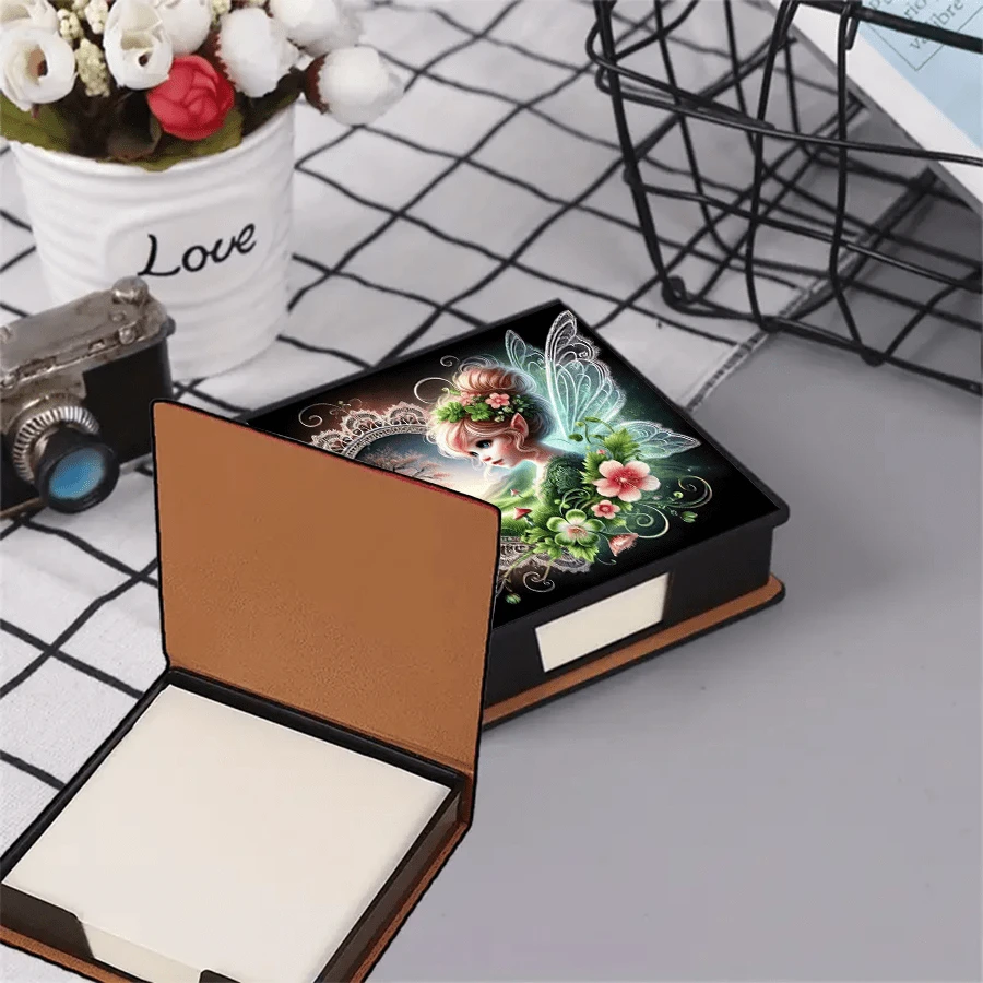 Non-Diamond Sticker With Artistic Patterns Memo Box, Suitable For Storing Notes And Desktop Decoration. The Self-Adhesive Memo Paper Includes 160 Signature Pages, A Versatile Stationery For Daily Note-Taking Of Ideas, Tasks, Etc.