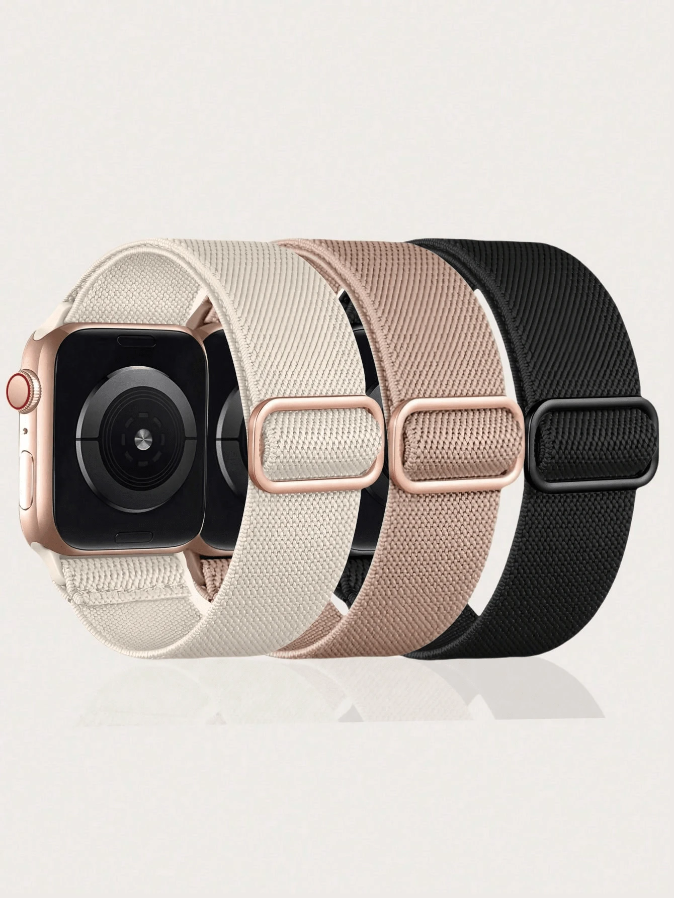 chinbersky 3 paquetes de bandas solitarias elásticas compatibles con de 38mm, 40mm, 41mm, 42mm, 44mm, 45mm, 46mm, 49mm para hombres y mujeres, correa elástica de nailon ajustable para Series Ultra/SE/10/9/8/7/6/5/4/3/2/1