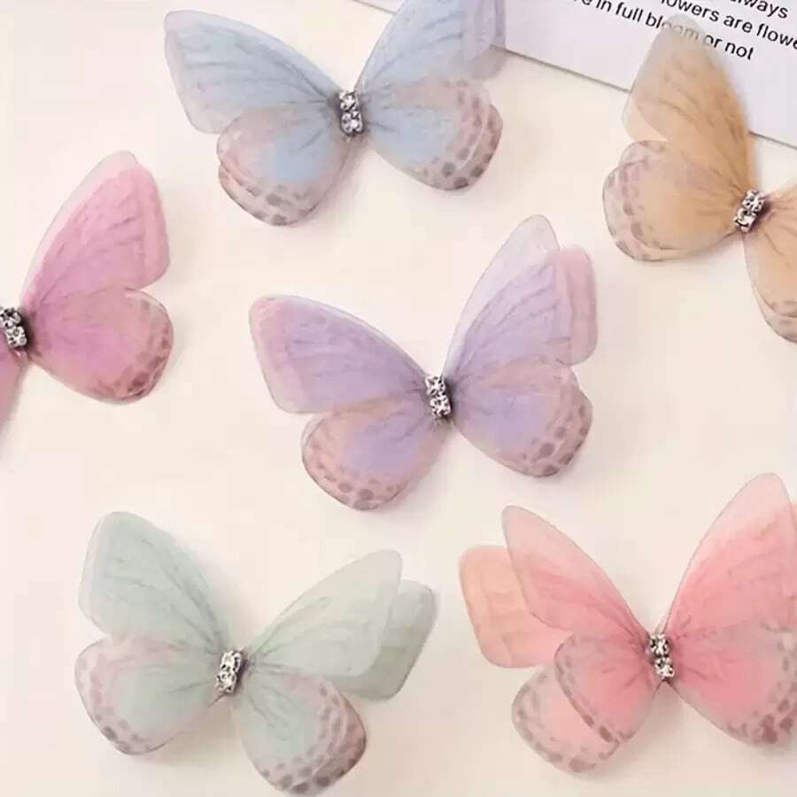50 Stück Mini Stoff Schmetterlinge, 3D realistische pastellfarbene Schmetterling Dekorationen, geeignet für DIY Handwerke, DIY Handarbeit, Nail Art, Fotografie Requisiten, Stirnbänder, Haarklammern, Bouquetdekoration, Schmuckherstellung, Heimdekoration, Partydekoration, Hochzeit, Ostern, Erntedank, Garten, beste Geschenkwahl