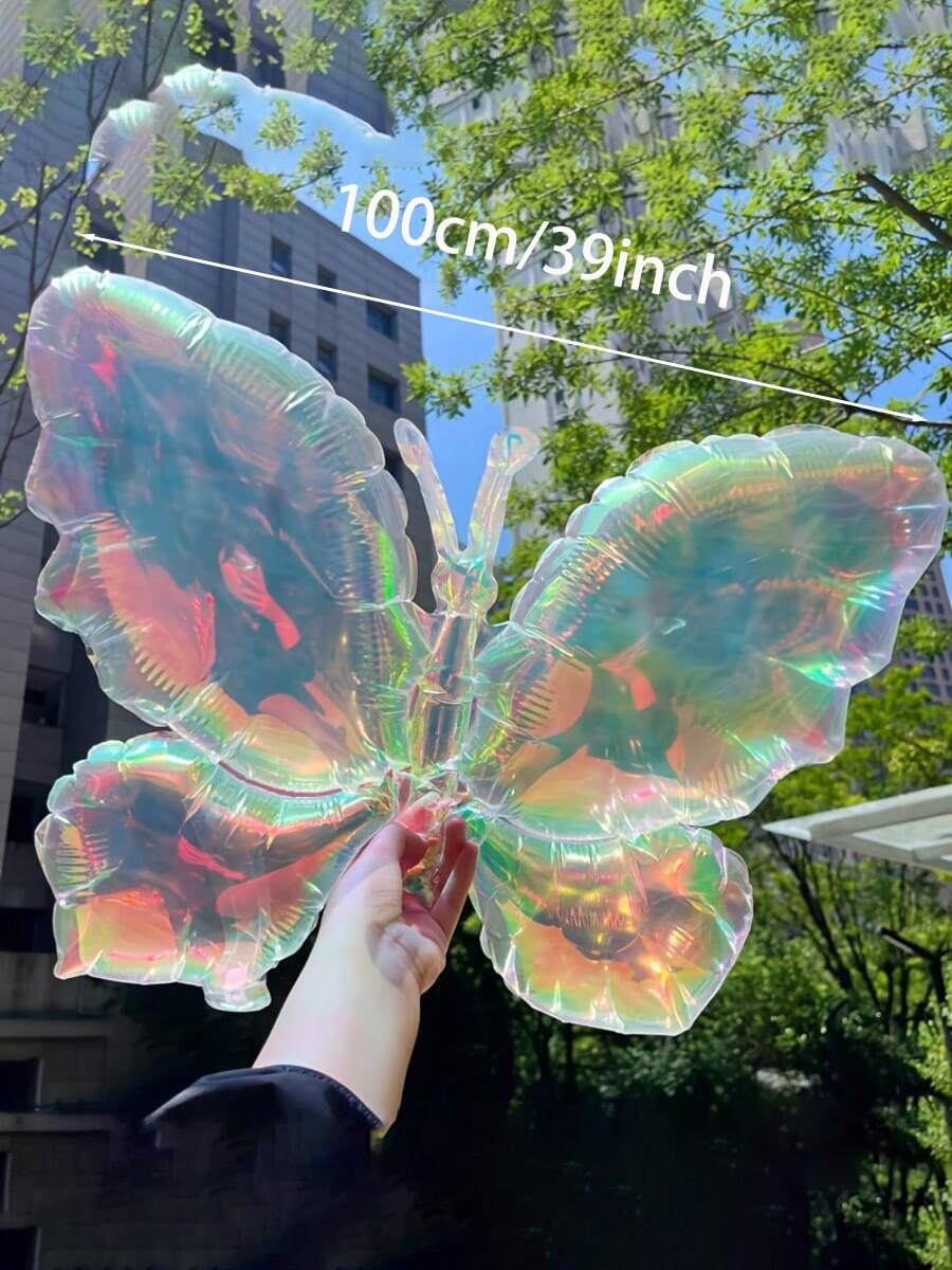 39 Inch Iridescent Transparent Butterfly Balloons - Decoration For Wedding/Birthday/Party, Extra Large Single Pack, Balloon Arch, Summer Theme Decor, Photo Props Gifts Beach Back To School School Supplies Room Decor
