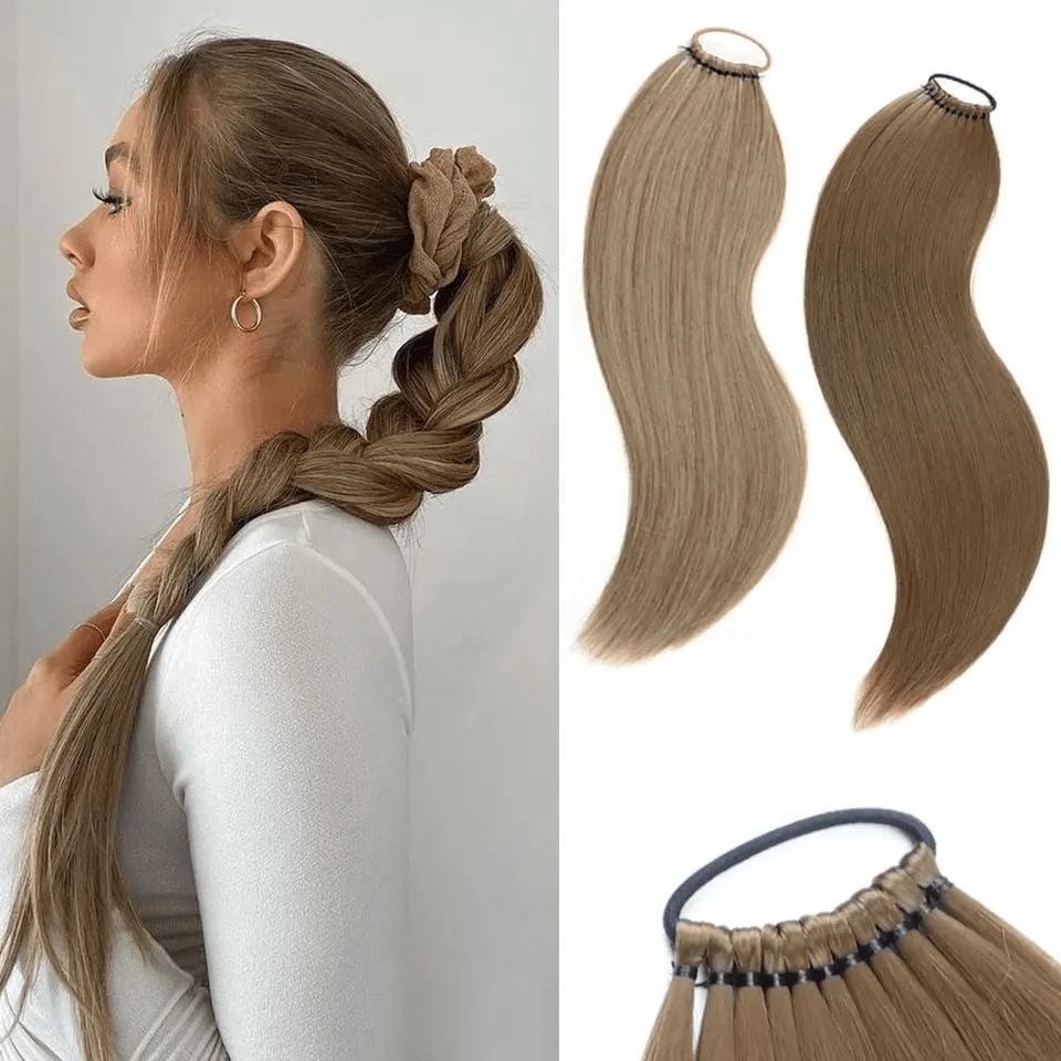 24 Inch Synthetic Long Straight Ponytail Hair Extensions Ponytail Wig Hairpiece For Women For Daily Wear