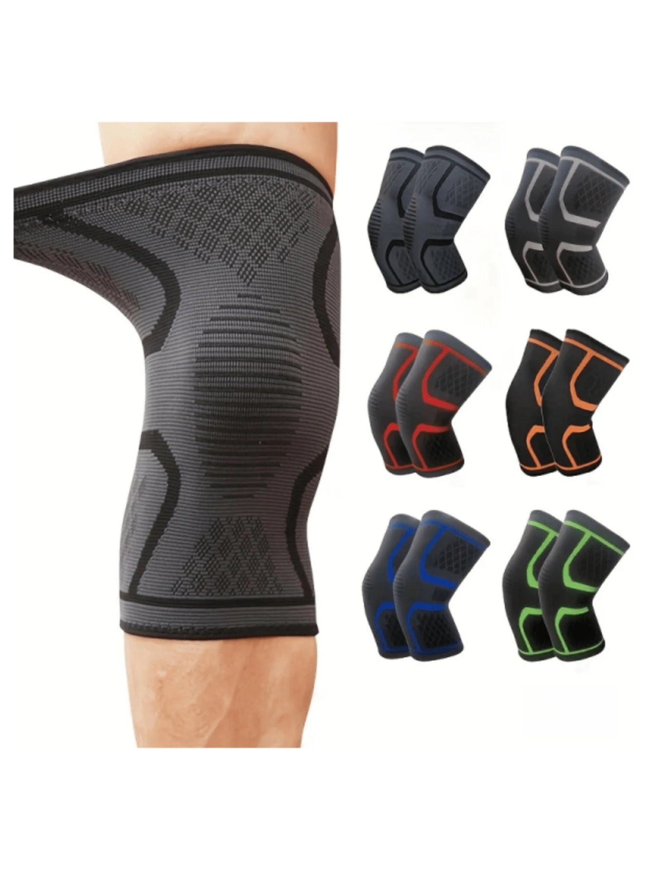 1 pièce Genouillère de sport tricotée unisexe, chaude et coupe-vent, convenant aux activités de plein air comme la course, la fitness, le basketball, le volleyball, le baseball, le football, le golf, la randonnée, le pique-nique, respirante, support de genou haute élasticité et antidérapante