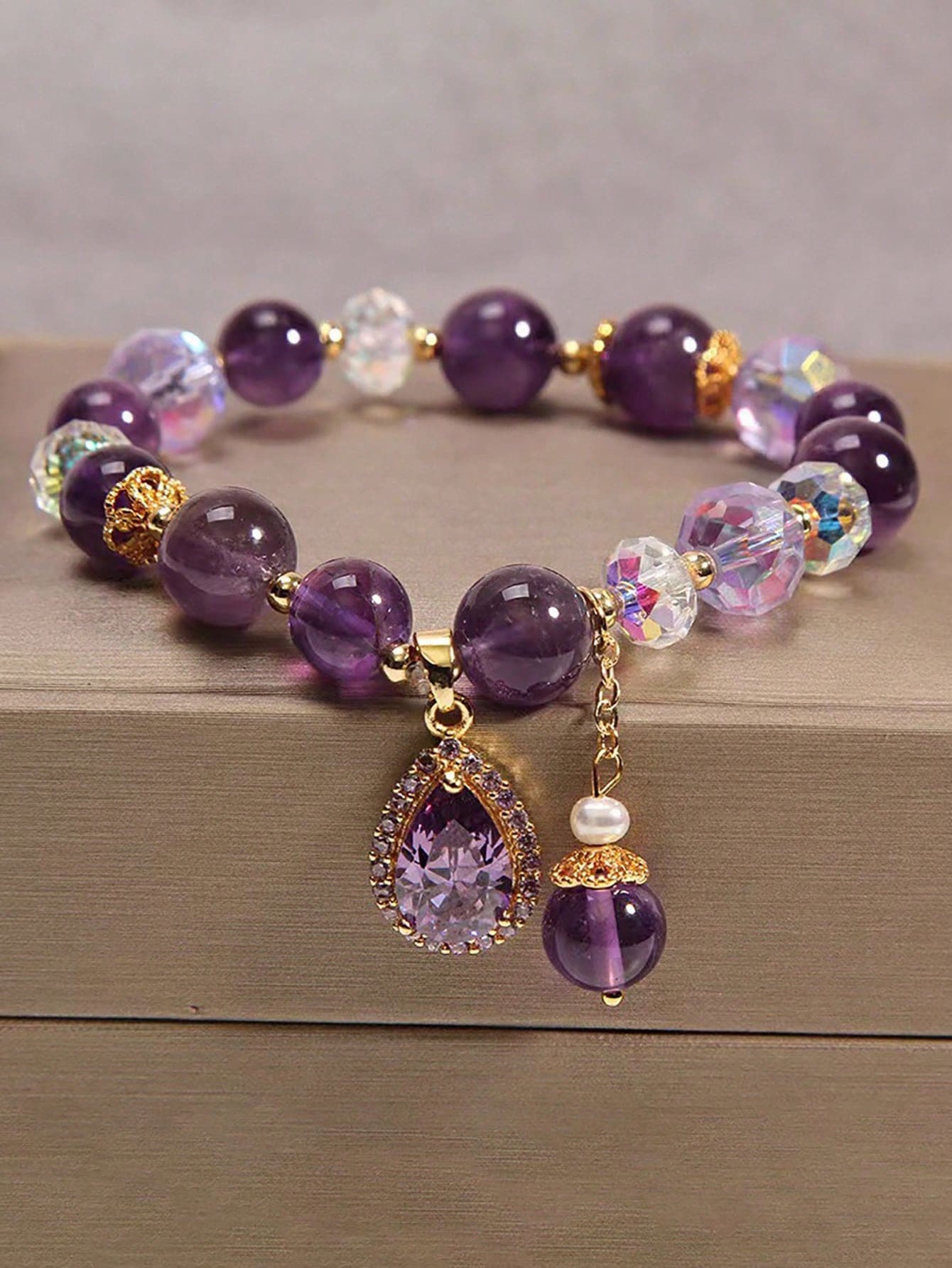 1 pulseira com pingente de cristal de lavanda da moda coreana, joia estilo romântico para mulheres