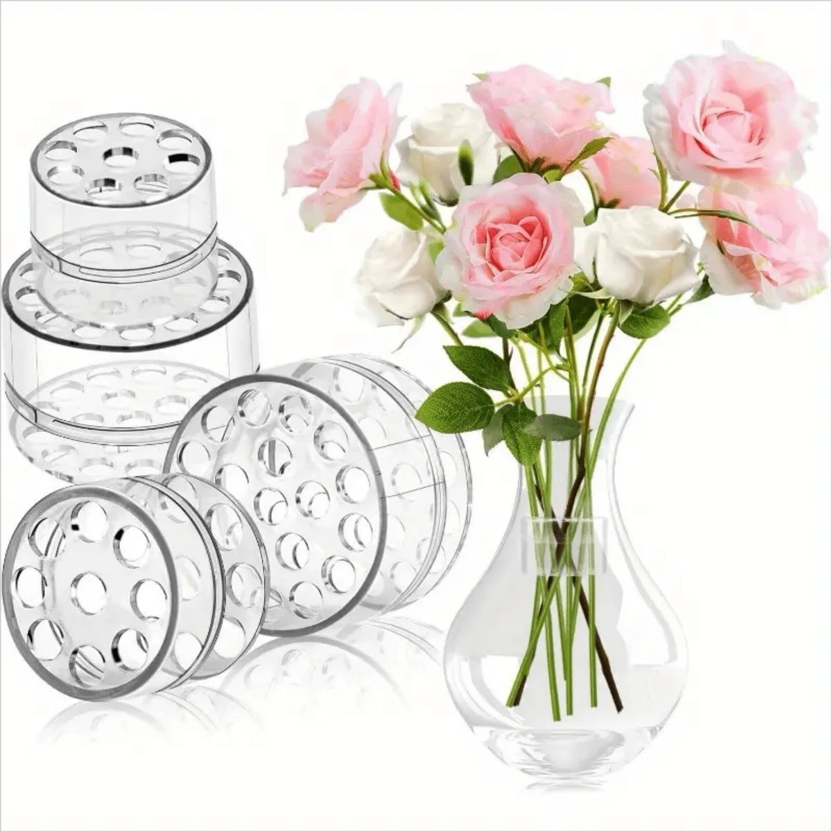 2 pièces Supports floraux en spirale en plastique transparent, accessoires d'art floral robustes pour décorations de centres de table lors de fêtes et mariages
