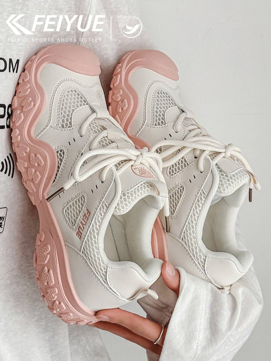 FEIYUE. 1 Paar Damensneaker mit Schnürung vorne, Sommermodell 2025, neue leichte atmungsaktive Mesh vielseitige Freizeitschuhe für den Outdoor-Bereich