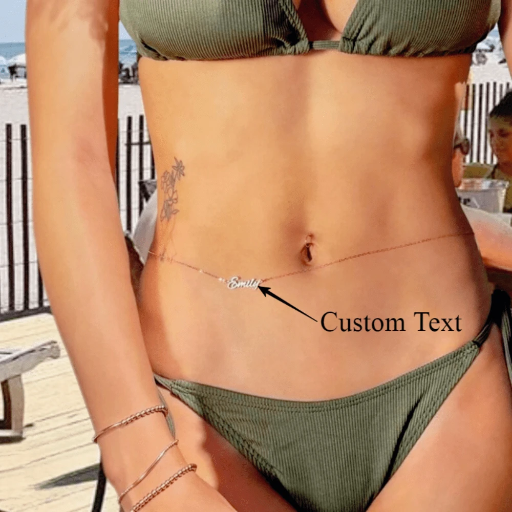 Customized Belly Chain Name Body Chain, Personalized Waist Chain, Customized Women's Accessories Jewelry, Gift For Girlfriend, Suitable For Beach Vacation, Daily Wear