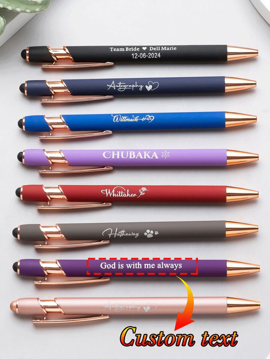 1/5/10/20 Stück individualisierter Text/Logo, personalisierter luxuriöser Soft-Touch rosé-goldener Premium-Gummistift, Aluminum-Schaft Rollerstift, perfektes Geschenk für Brautjungfern, Frauen, Studenten, Lehrer, Familie & Freunde