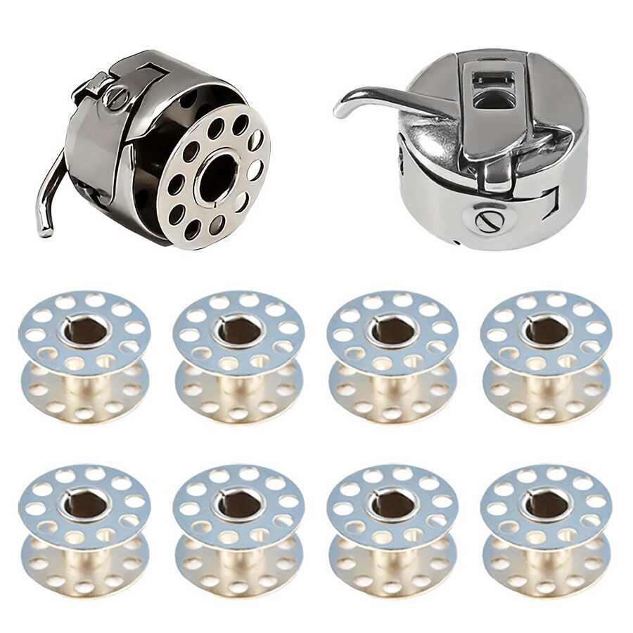 Set aus Nähmaschinen-Spulen und Nähmaschinen-Spulenbox, Zubehör für Haushaltsnähmaschinen zum Quilten, Häkeln, Basteln, Handarbeiten, Stickerei, Nähen