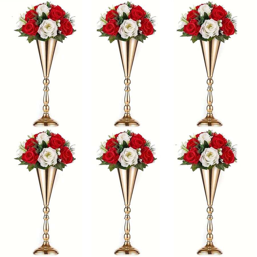 4pcs/6pcs Gold-Color Desktop Flower Stand, Desktop Decor Center Piece, Suitable For Wedding, Party, Halloween, Thanksgiving, Christmas