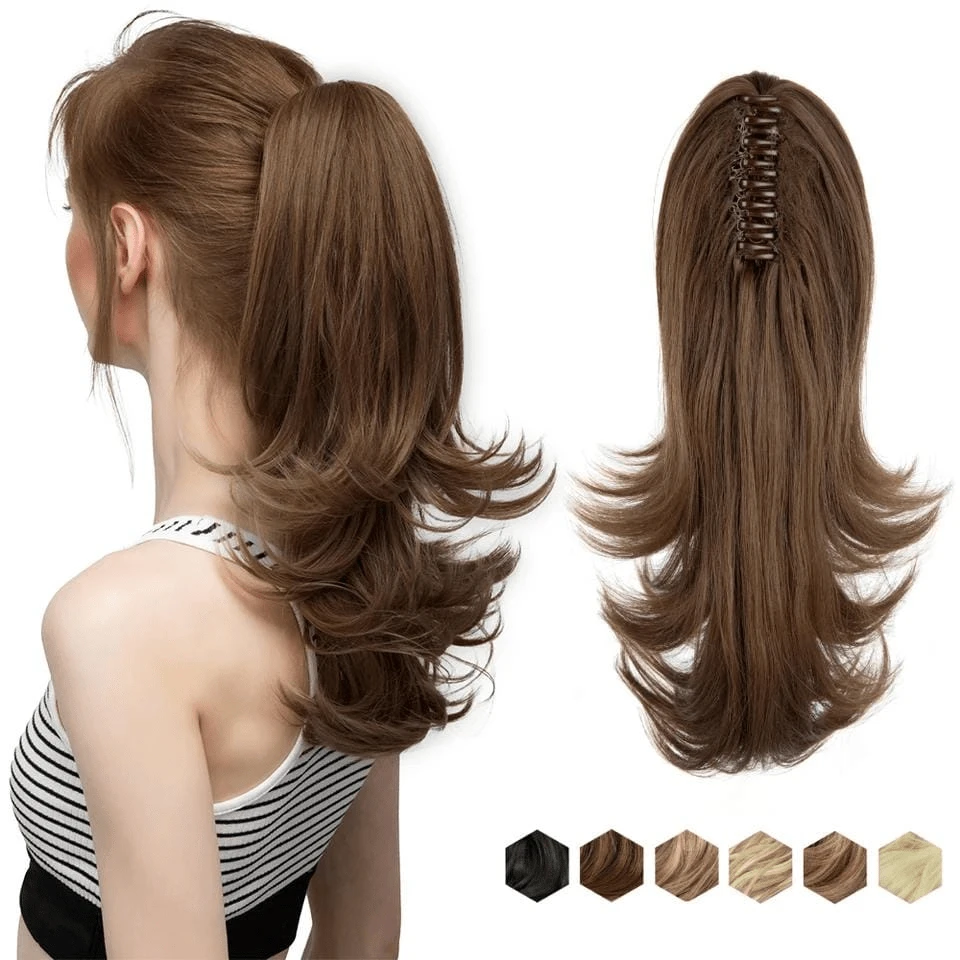 Synthetic Claw Clip Ponytail Hair Extensions Long Wavy Pony Tail False Hair For Women Horse