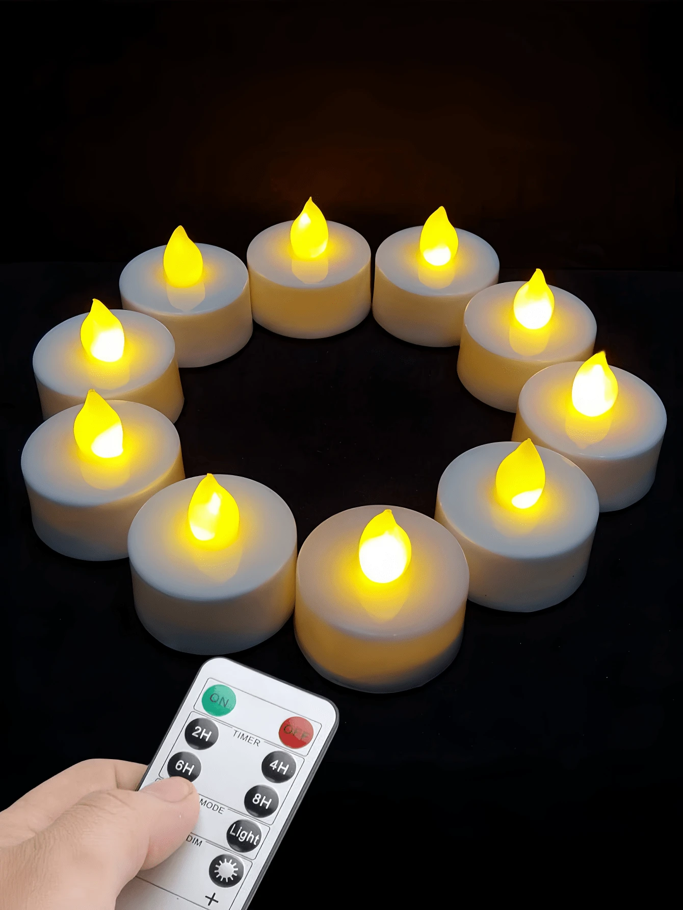 6/12/24 Pcs Set Flameless LED Tea Lights, Battery Powered 100 Hrs With Remote Control Timer, Realistic 3D Wick Votive Candles For Dating, Wedding, Party, Holiday, Home Decor - Plastic, Smokeless, Battery-Powered, Flameless Lights With On/Off Switch (Warm White)
