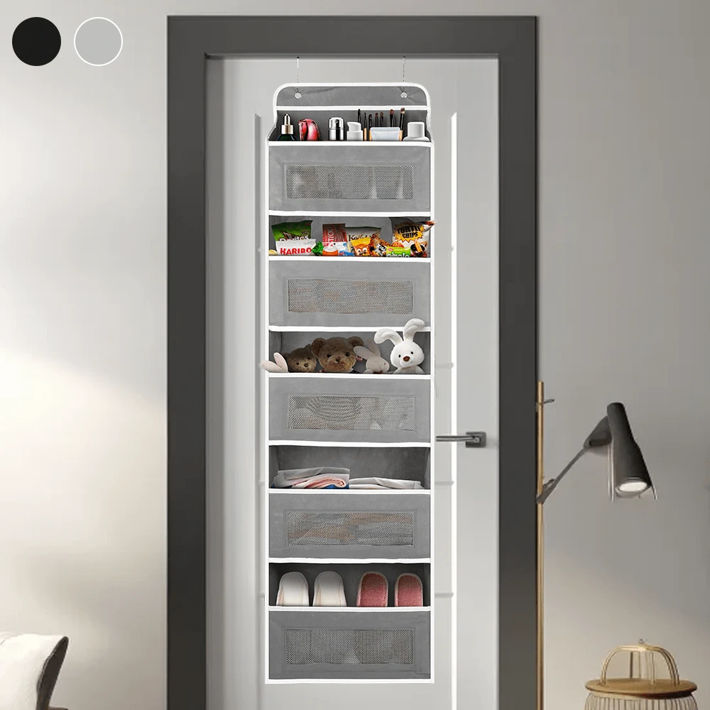 Over The Door Hanging Organizer With 5 Layer 10 Pockets, Fabric Unfinished Wardrobe & Bathroom Storage Solution For Adults & Teens, Versatile Doorway Hanging Shelf System For Home Organization