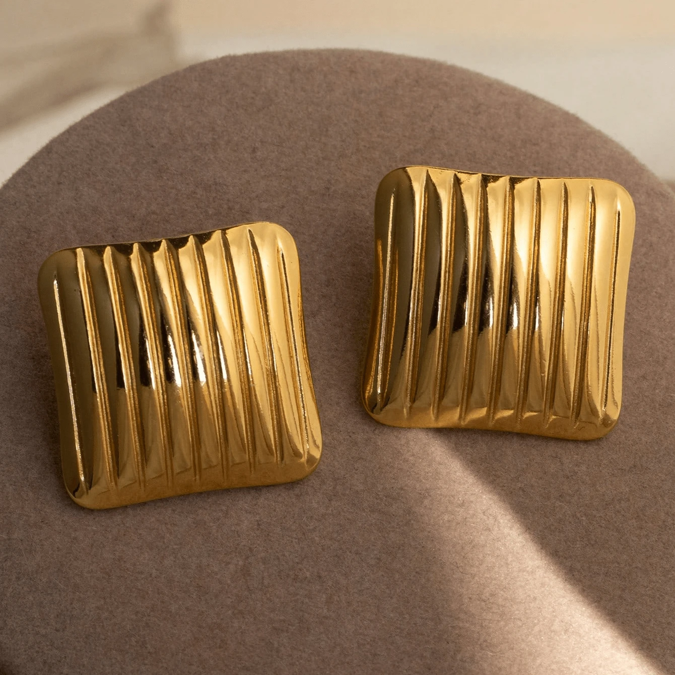 2 pares de Pendientes cuadrados de moda a rayas, joyería de calidad para las oídos de las mujeres
