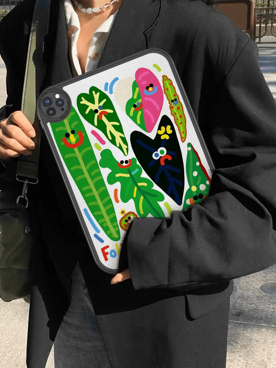 1 Peça Capa de Tablet com Ilustração de Expressão Fofa de Planta Verde de Verão com Sabor de Alho, Capa Protetora Espessa Antideslizante Giratória de 360 Graus Embutida para iPad 10ª Geração de 10,9 Polegadas, Capa de Tablet Portátil de Couro Protetora para iPad 10,2 Polegadas