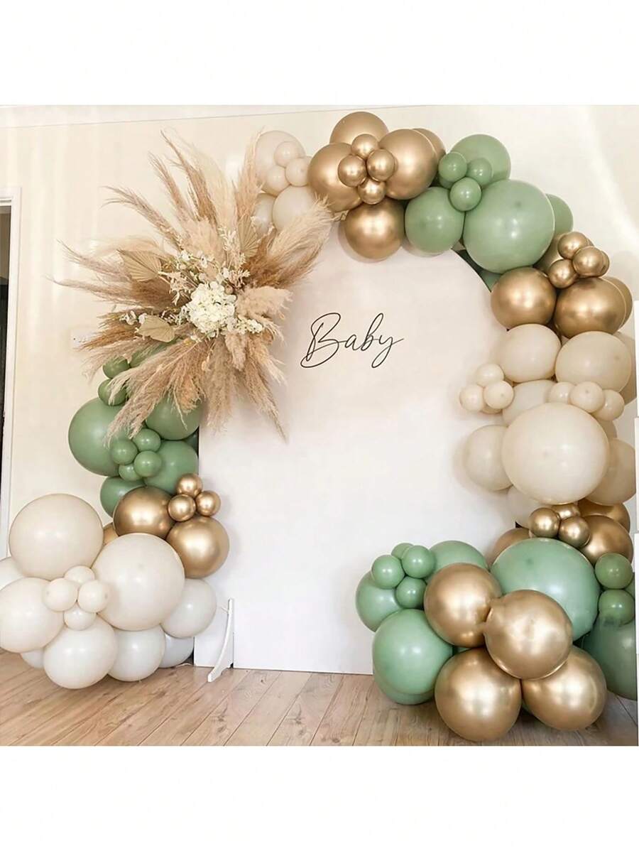 110 pezzi/Set Palloncini retrò verde sabbia e oro bianco, adatti per decorazioni di feste di compleanno, matrimoni, baby shower, San Valentino, vacanze e feste