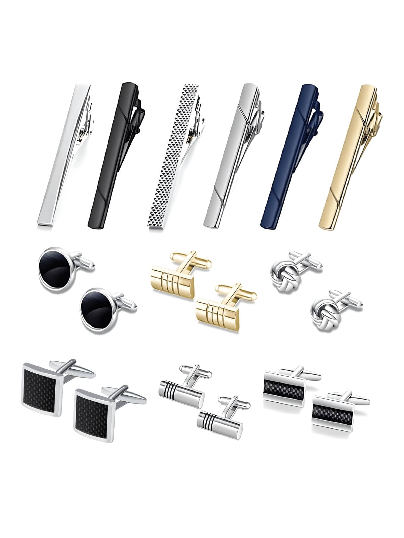 Men's Tie Clip And Cufflinks Set - Classic Elegant Accessories For Dress Shirt, Professional Office Wear, Wedding & Formal Events - Versatile Mature Fashion Gift For Him