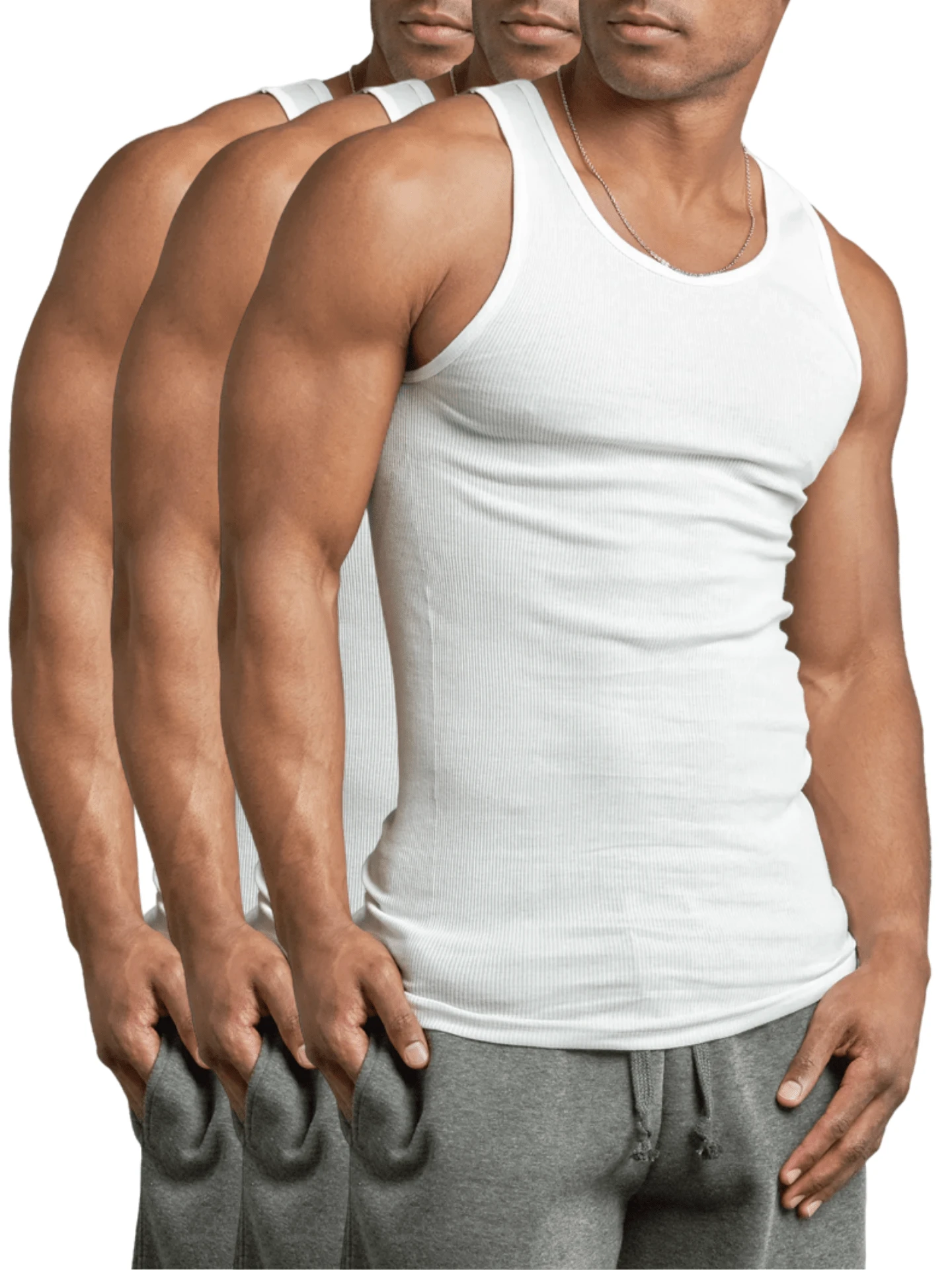 3 Pack Men's Tank Top A Shirt 100% Cotton Solid S-3XL Basic Underwear Daily Wear Classic Fit Regular Plus Big & Tall Size, Basic Layering Tops, Cotton Workout Breathable Casual A-Shirts For Sport Hiking Activewear