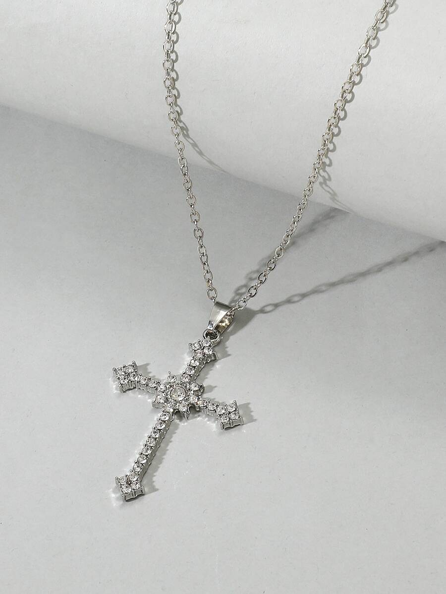 1 pièce Collier pendentif en croix polyvalent minimaliste, accessoire de bijoux mode quotidien unisexe