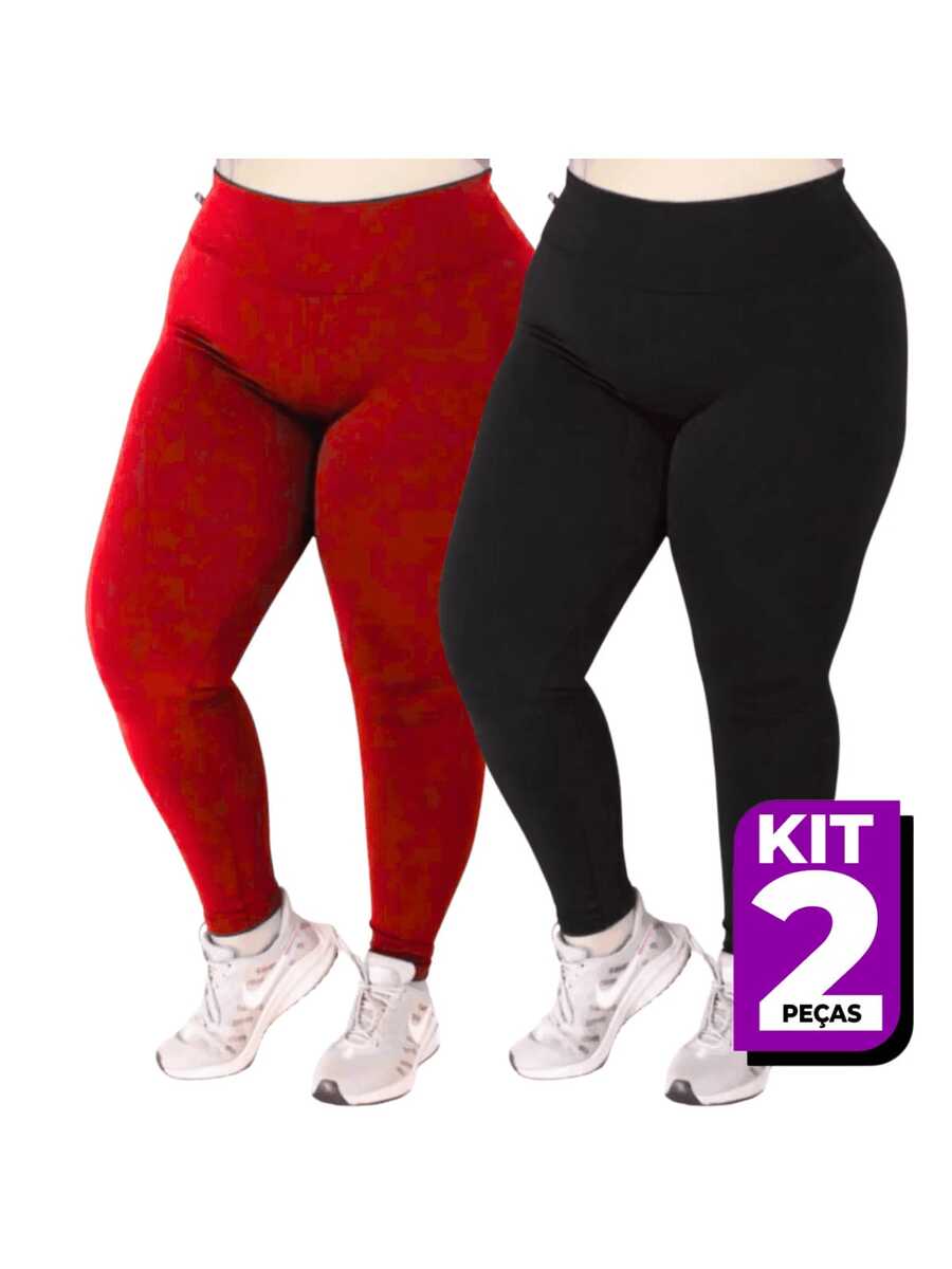 Kit 2 Calça Legging Plus Feminina Academia Suplex Atacado