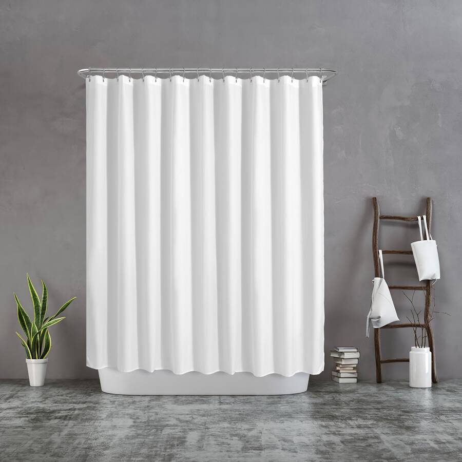 Elegant White Fabric Shower Curtain With Grommet Rings Top - Machine Washable Polyester, Ideal For Modern Bathroom Decor, Bathroom Privacy Solution | Minimalist Design | Polyester Fabric, Bathroom Decor Back To School