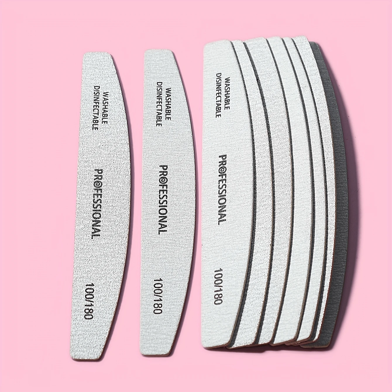 5pcs/10pcs Professional Nail File Sandpaper Strong Thick 100/180 Nail Files Buffer For Manicure Sanding Half Moon Lime Tools
