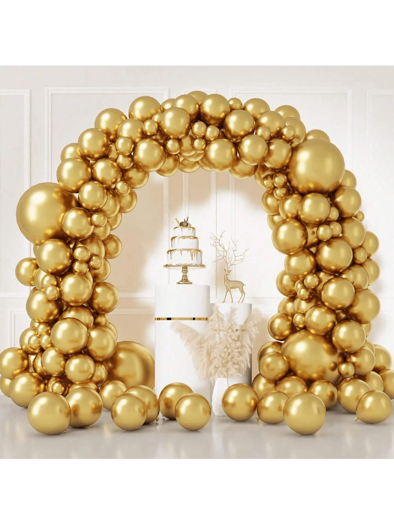 50/132 pezzi Set di palloncini metallici dorati da 5/10/12/18 pollici per ghirlanda arco fai-da-te, set di palloncini in lattice per feste di compleanno, matrimoni, fidanzamenti, addio al nubilato, natale, ringraziamento e altre occasioni speciali